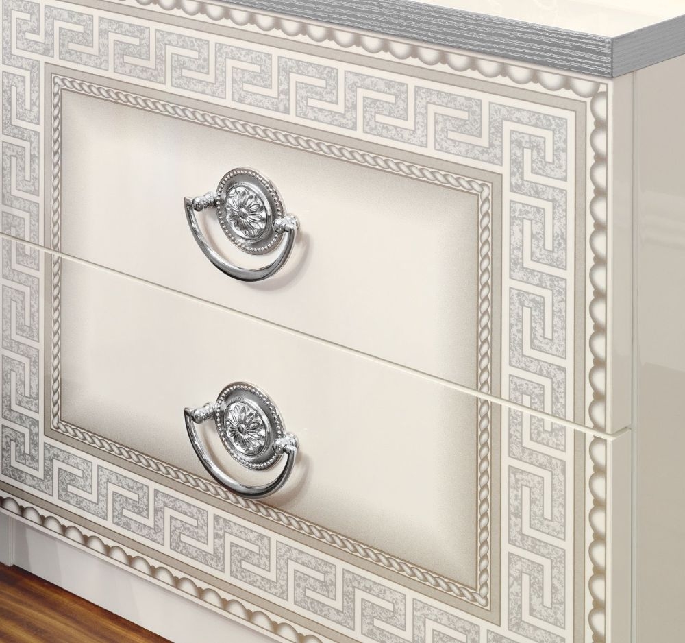 Product photograph of Camel Aida White And Silver Italian Bedside Cabinet from Choice Furniture Superstore.