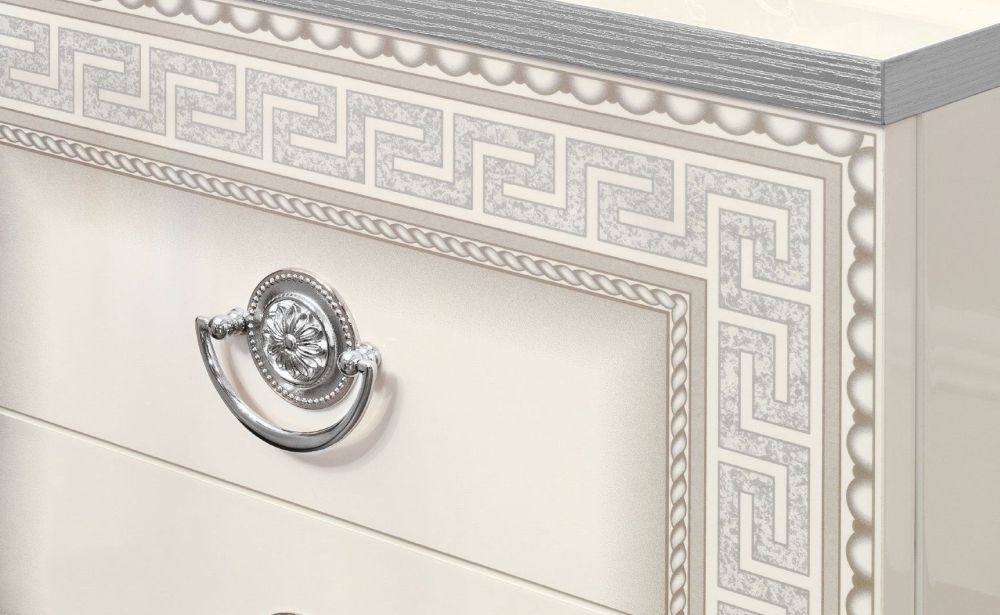 Product photograph of Camel Aida White And Silver Italian Single Dresser from Choice Furniture Superstore.