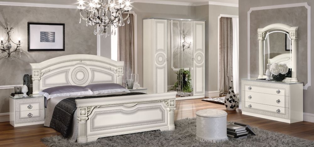 Product photograph of Camel Aida White And Silver Italian Single Dresser from Choice Furniture Superstore.