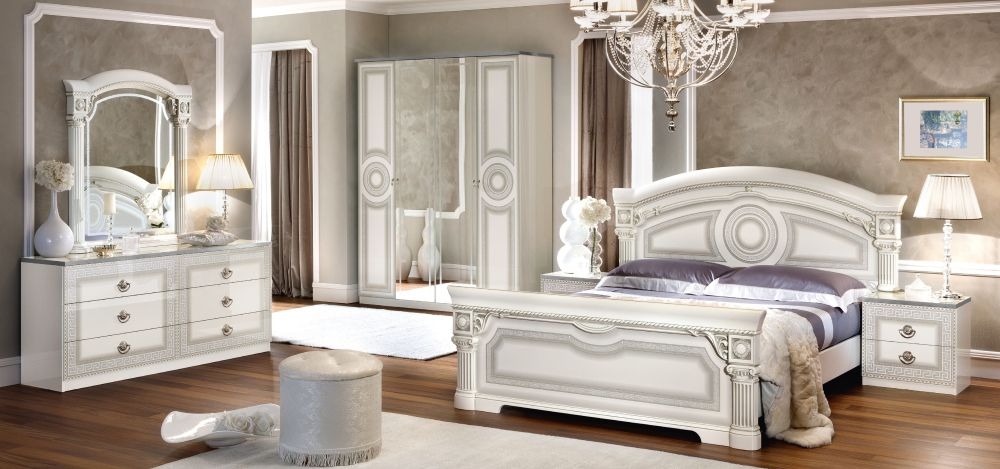 Product photograph of Camel Aida White And Silver Italian 4 Door Wardrobe from Choice Furniture Superstore.