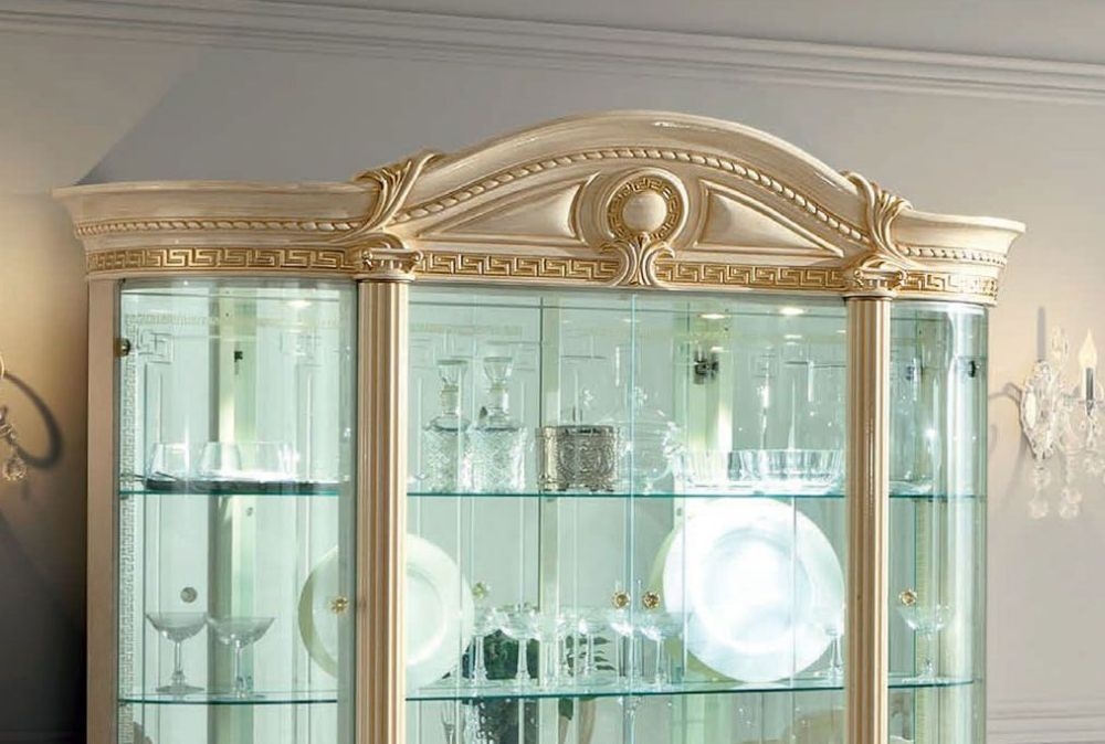 Product photograph of Camel Aida Day Ivory Italian 4 Door China Cabinet With Led Light from Choice Furniture Superstore.
