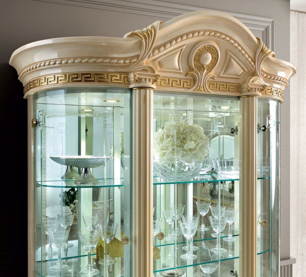 Product photograph of Camel Aida Day Ivory Italian 3 Door China Cabinet With Led Light from Choice Furniture Superstore.