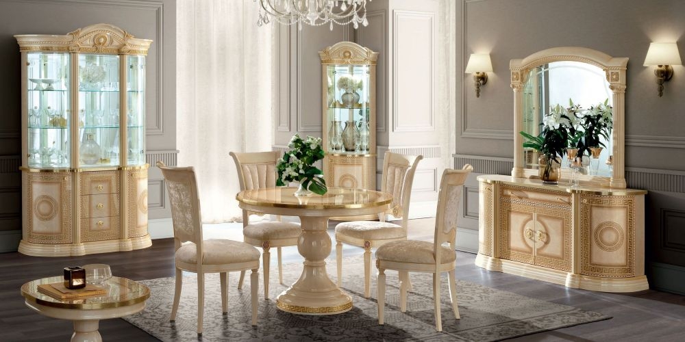 Product photograph of Camel Aida Day Ivory Italian Round Extending Dining Table And 4 Chairs from Choice Furniture Superstore.