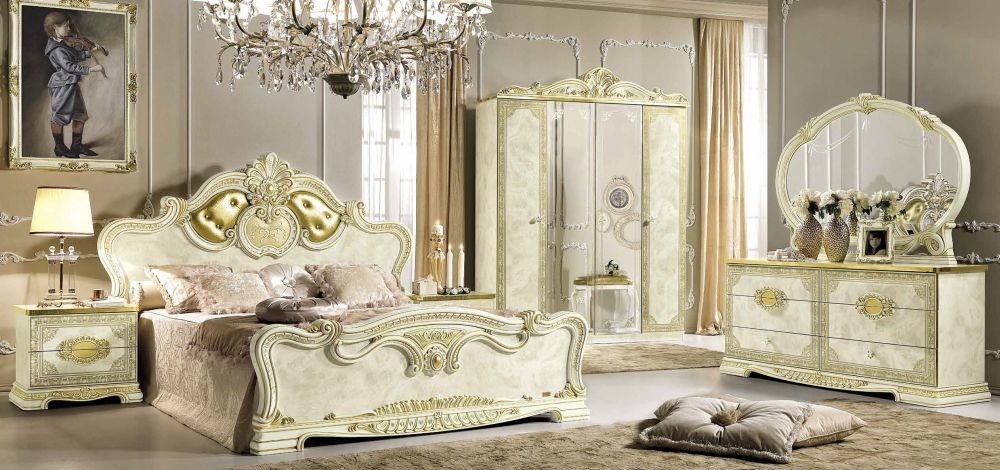 Camel Leonardo Night Italian Ivory High Gloss and Gold Double Dresser