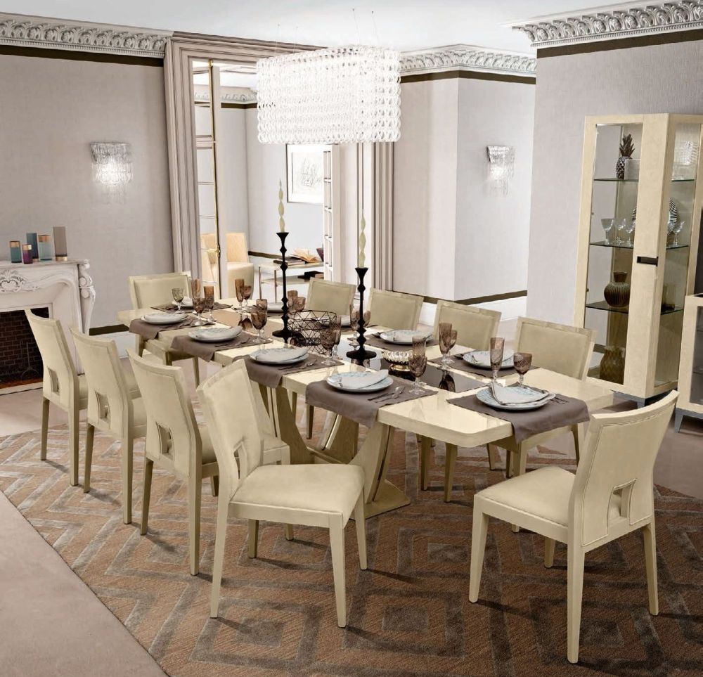 Product photograph of Camel Ambra Day Sand Birch Italian Large Extending Dining Table And 6 Chairs from Choice Furniture Superstore.