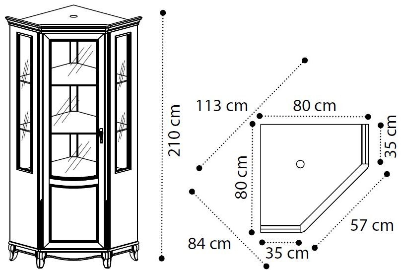 Product photograph of Camel Fantasia Antique White Italian Corner Display Cabinet - Lhf from Choice Furniture Superstore.