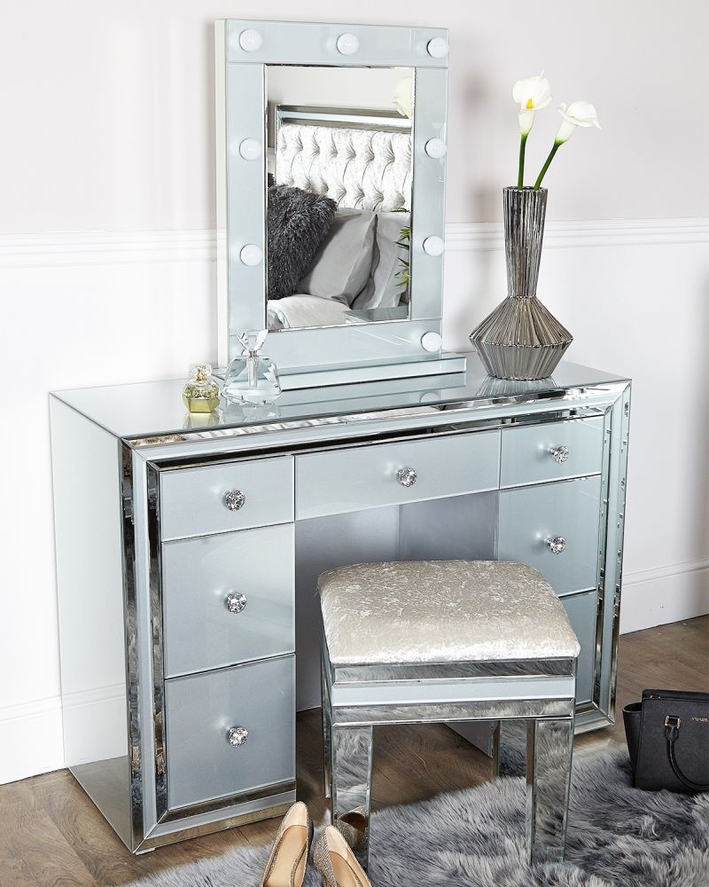 Manhattan Grey Glass Double Pedestal Dressing Table