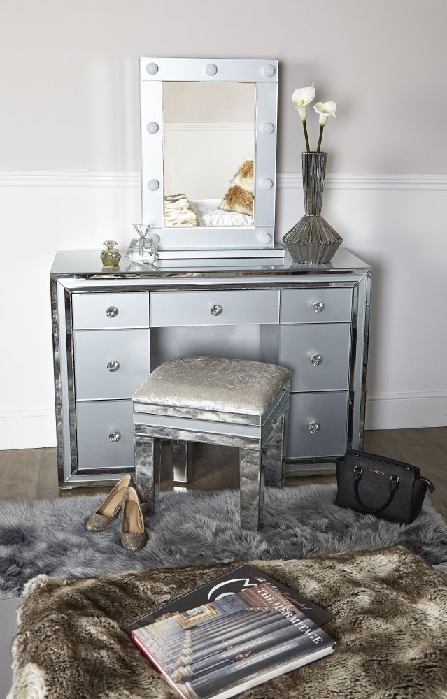 Manhattan Grey Glass Double Pedestal Dressing Table
