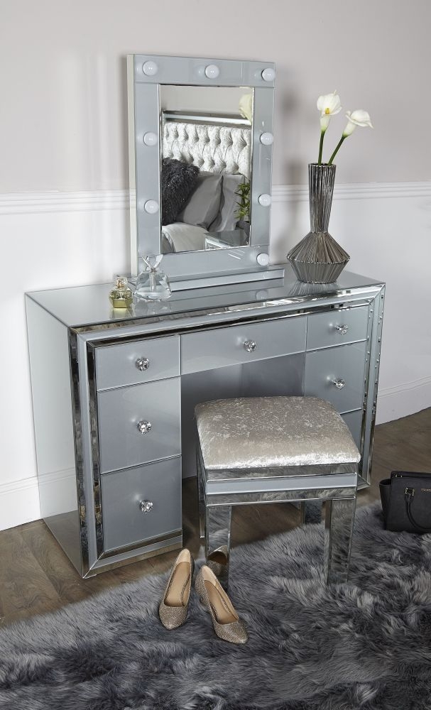 Manhattan Grey Glass Double Pedestal Dressing Table