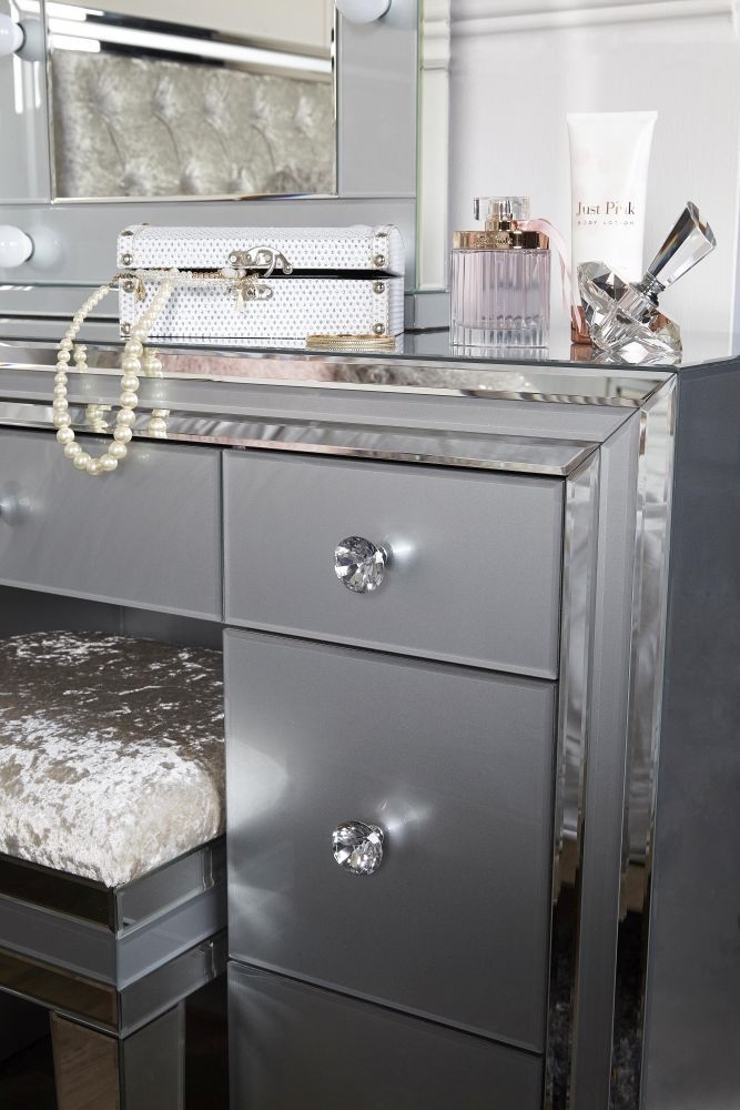 Manhattan Grey Glass Double Pedestal Dressing Table