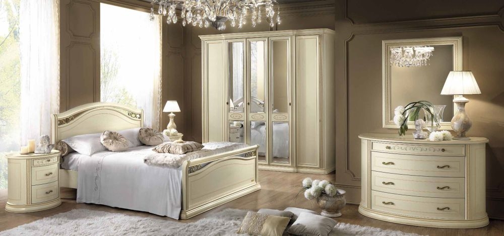 Product photograph of Camel Siena Night Ivory Italian 5 Door Wardrobe With 3 Mirror from Choice Furniture Superstore.