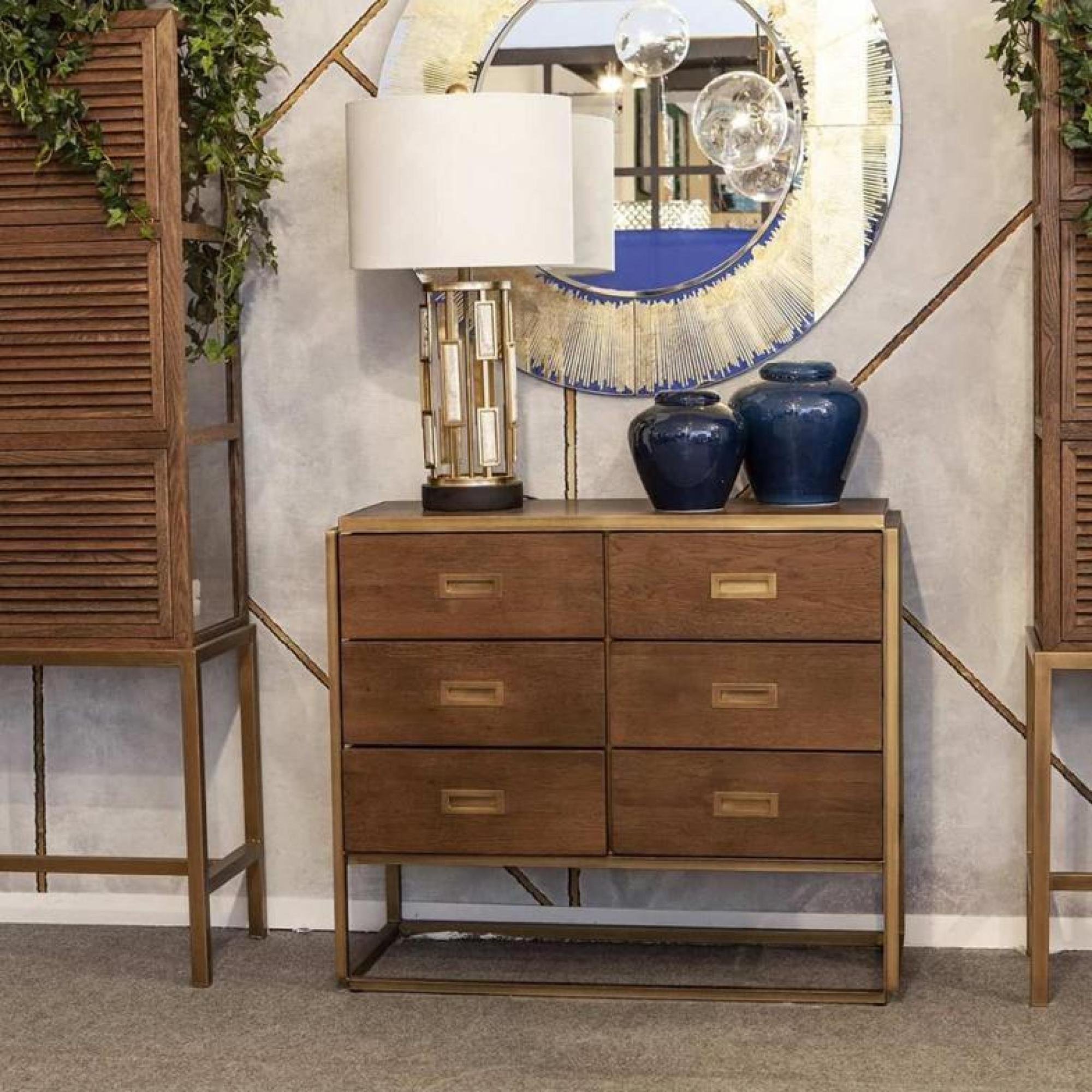 Product photograph of Crisal Decoracion Oak Wood 6 Drawer Chest from Choice Furniture Superstore.