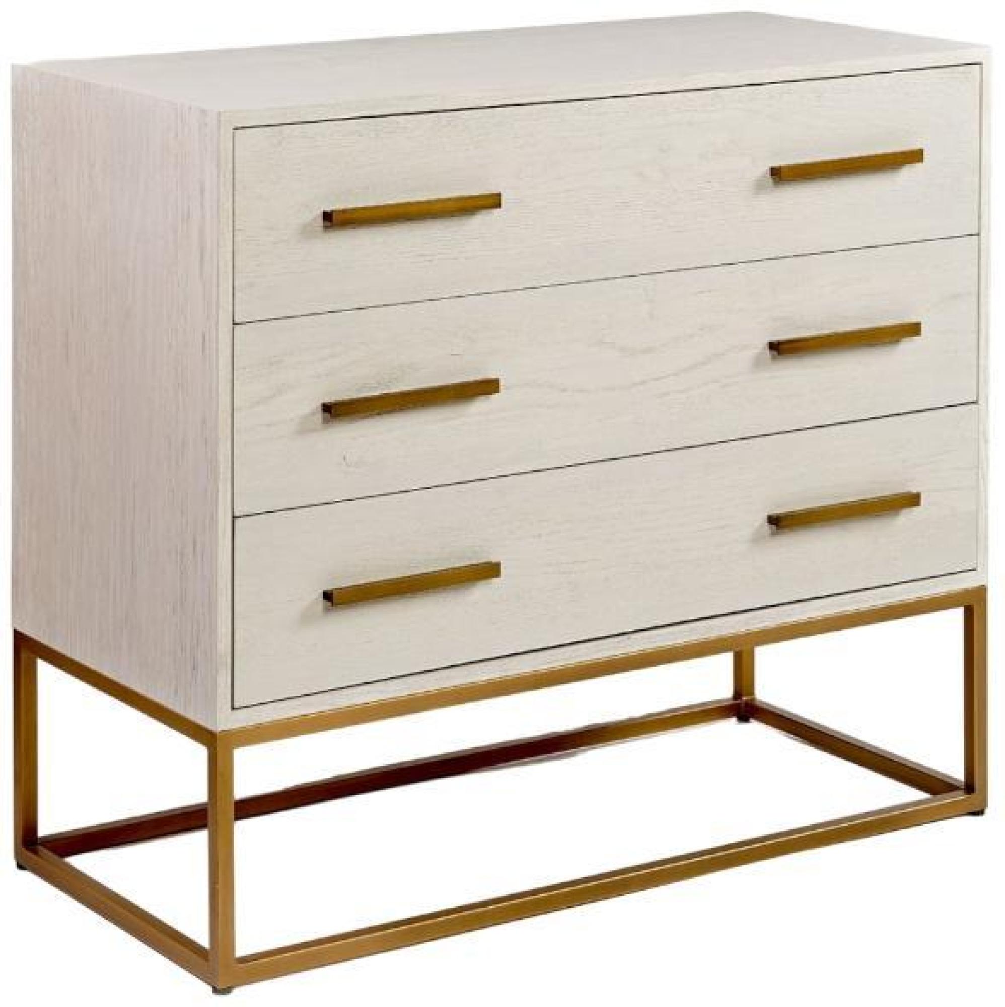 Product photograph of Greyish White Wood 4 Handles 3 Drawer Chest from Choice Furniture Superstore.