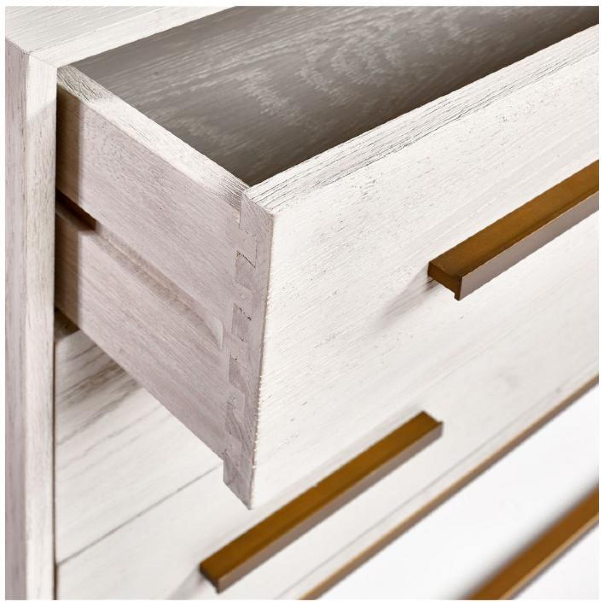 Product photograph of Greyish White Wood 4 Handles 3 Drawer Chest from Choice Furniture Superstore.