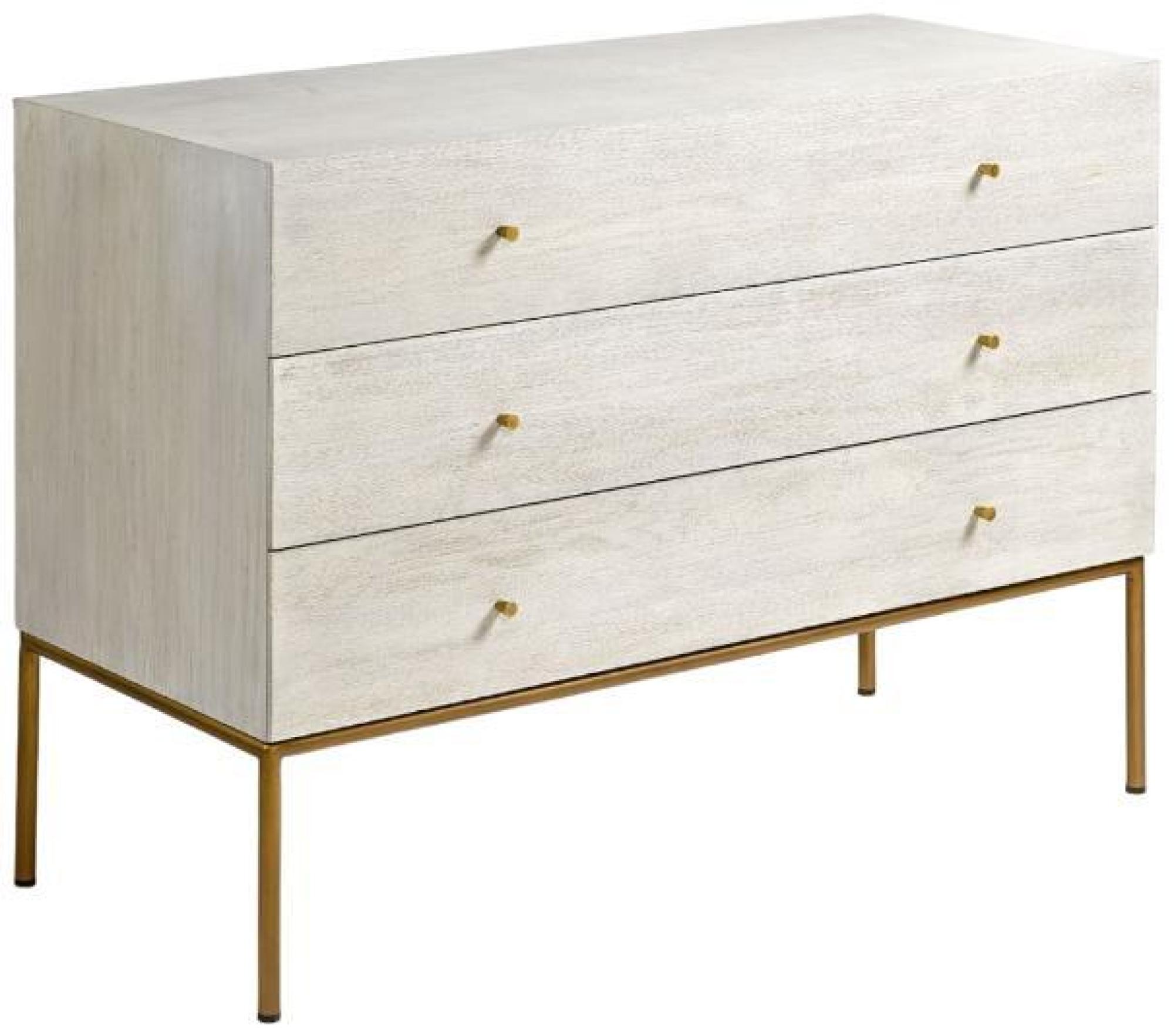 Product photograph of Greyish White Wood 3 Drawer Chest from Choice Furniture Superstore.