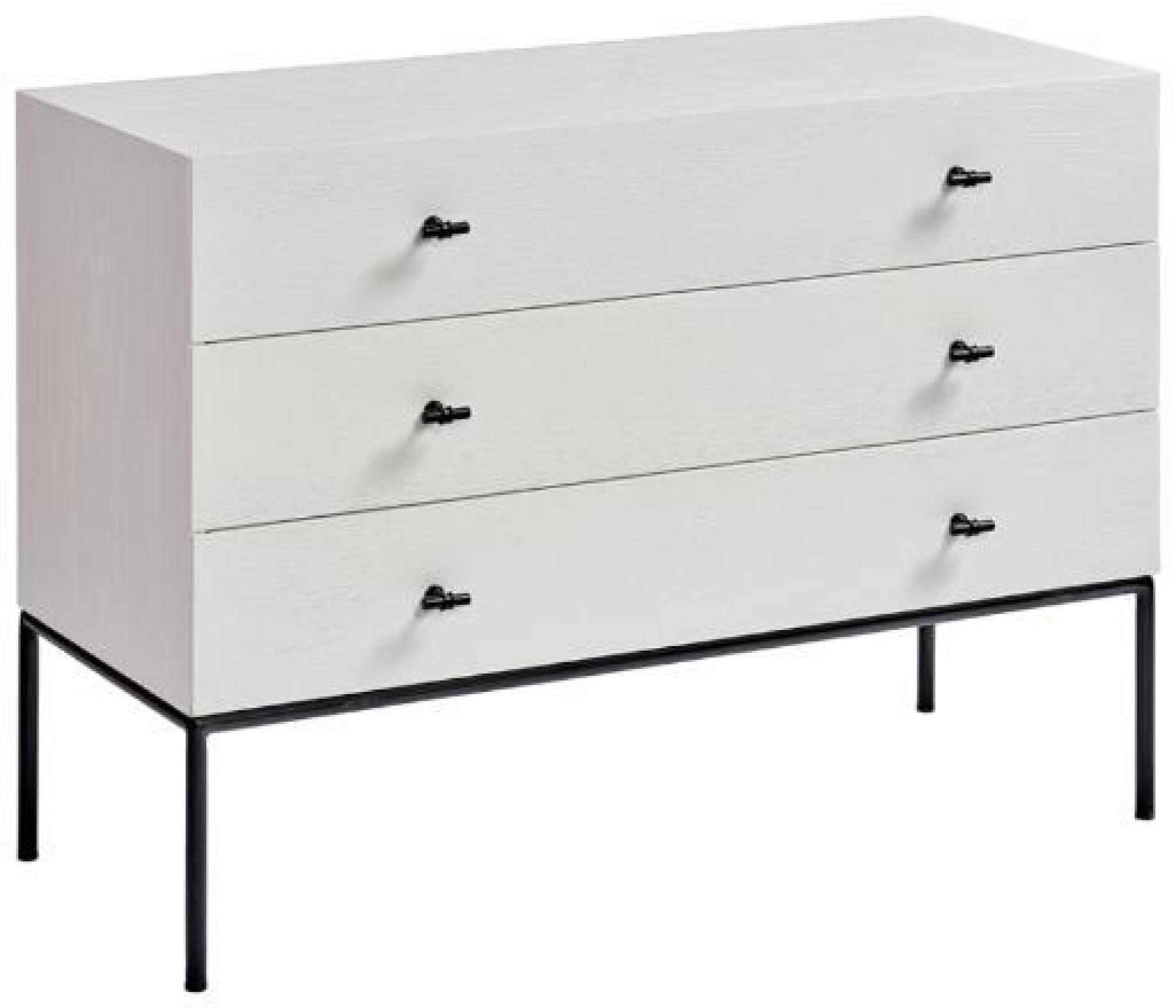 Product photograph of Greyish White Wood T Handle 3 Drawer Chest from Choice Furniture Superstore.