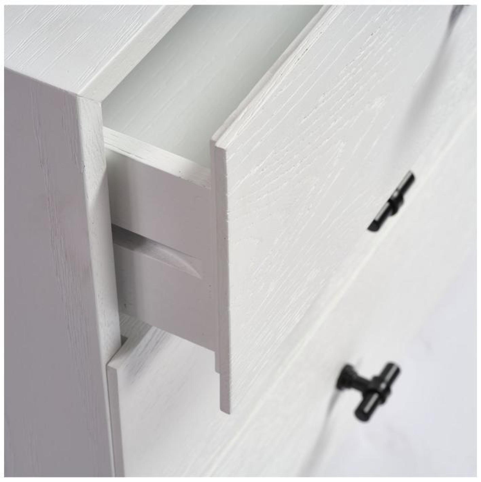 Product photograph of Greyish White Wood T Handle 3 Drawer Chest from Choice Furniture Superstore.
