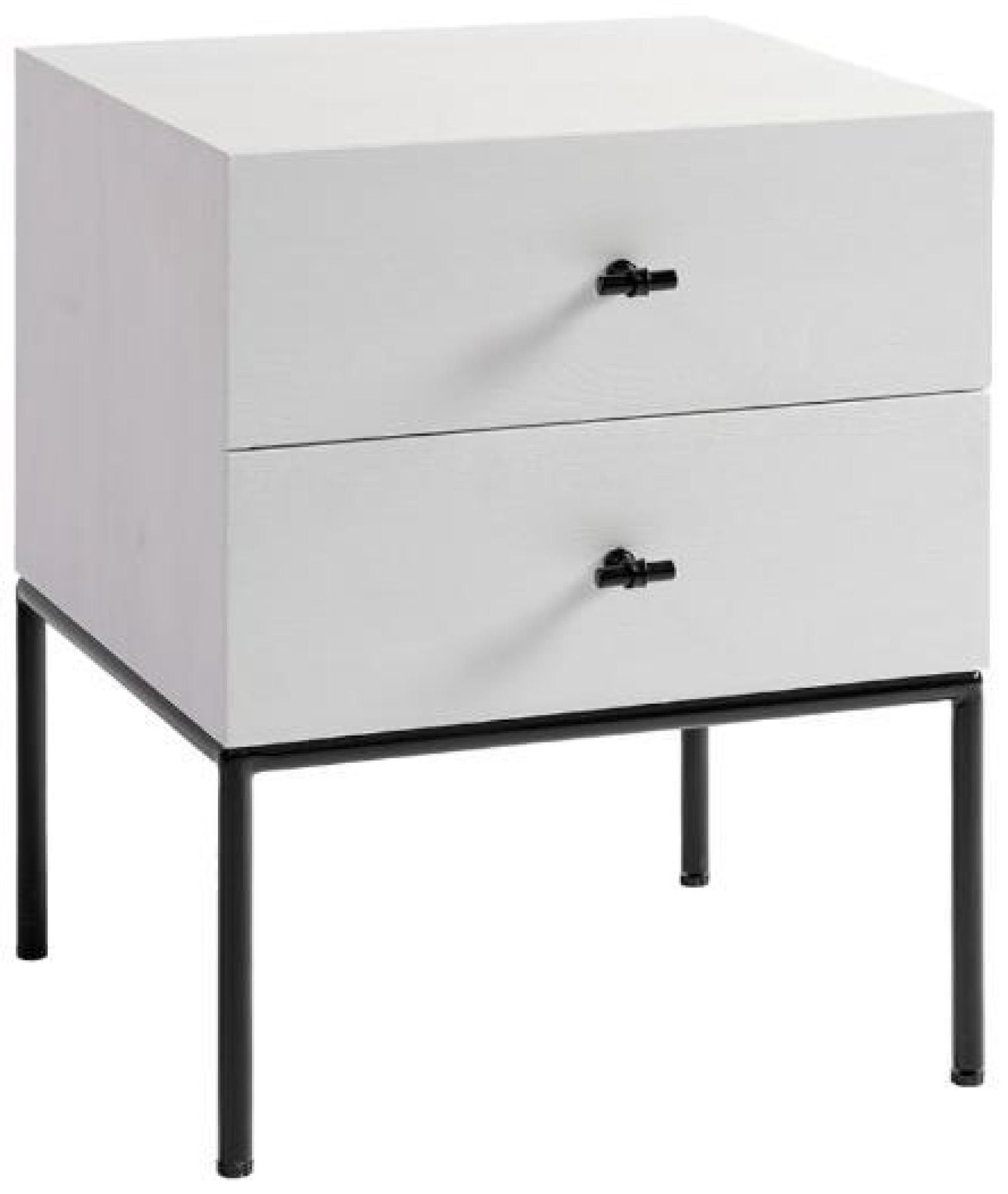 Product photograph of White Oak Wood 2 Drawer T Handle Bedside Table from Choice Furniture Superstore.