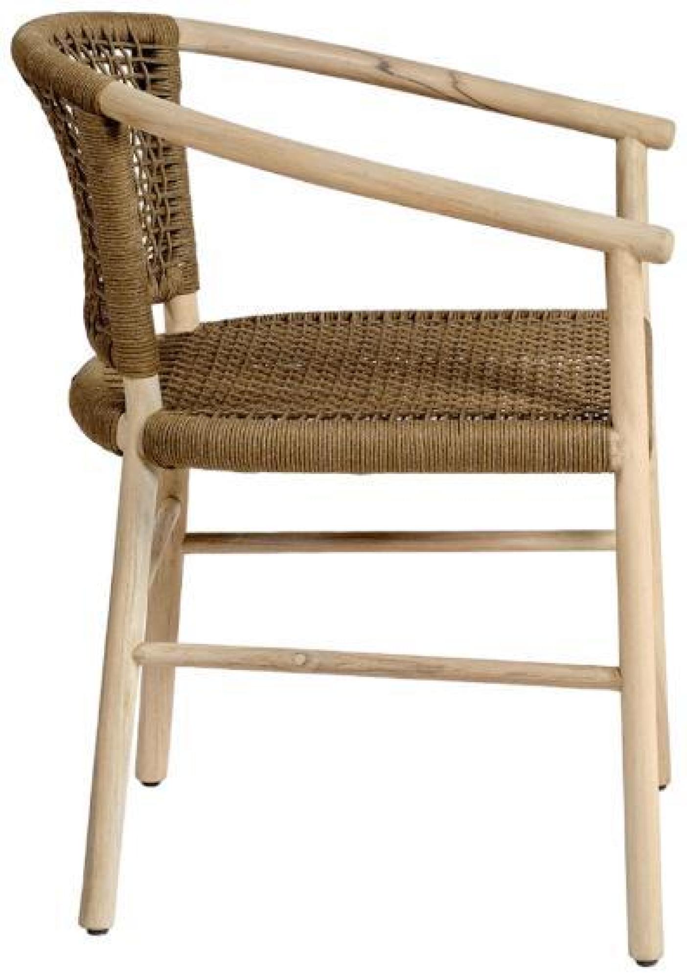 Product photograph of Bleached Aged Teak Rope Dining Chair Sold In Pairs from Choice Furniture Superstore.