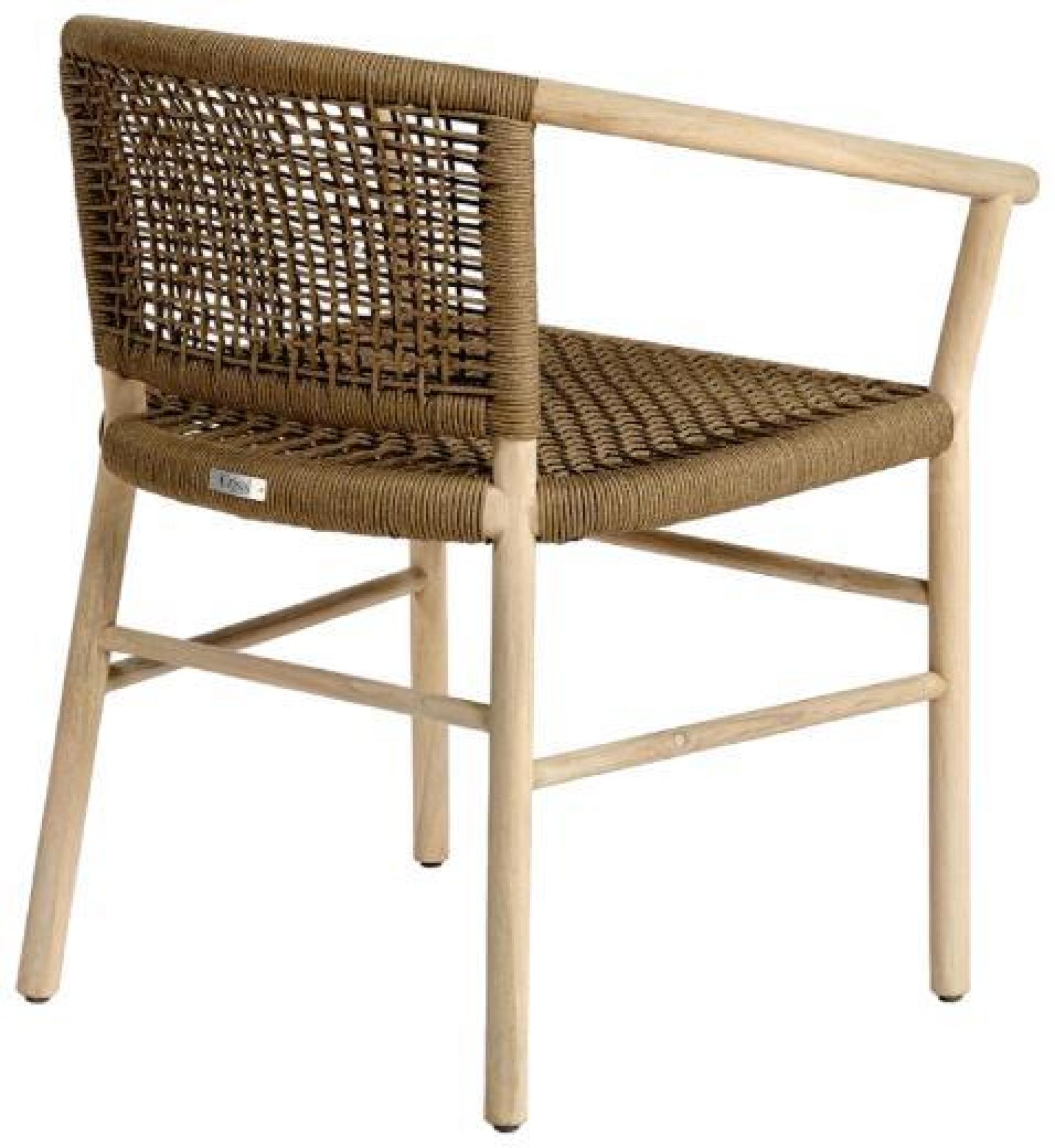 Product photograph of Bleached Aged Teak Rope Dining Chair Sold In Pairs from Choice Furniture Superstore.