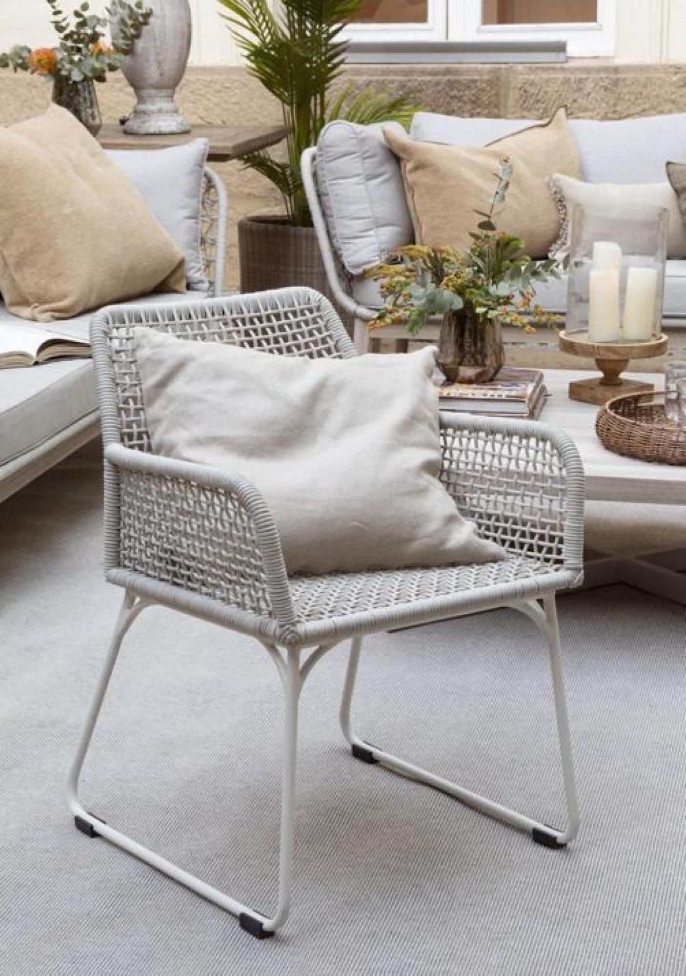 Product photograph of Crisal Decoracion Outdoor Rope Dining Chair Sold In Pairs - Comes In Greyish White And Cement Options from Choice Furniture Superstore.