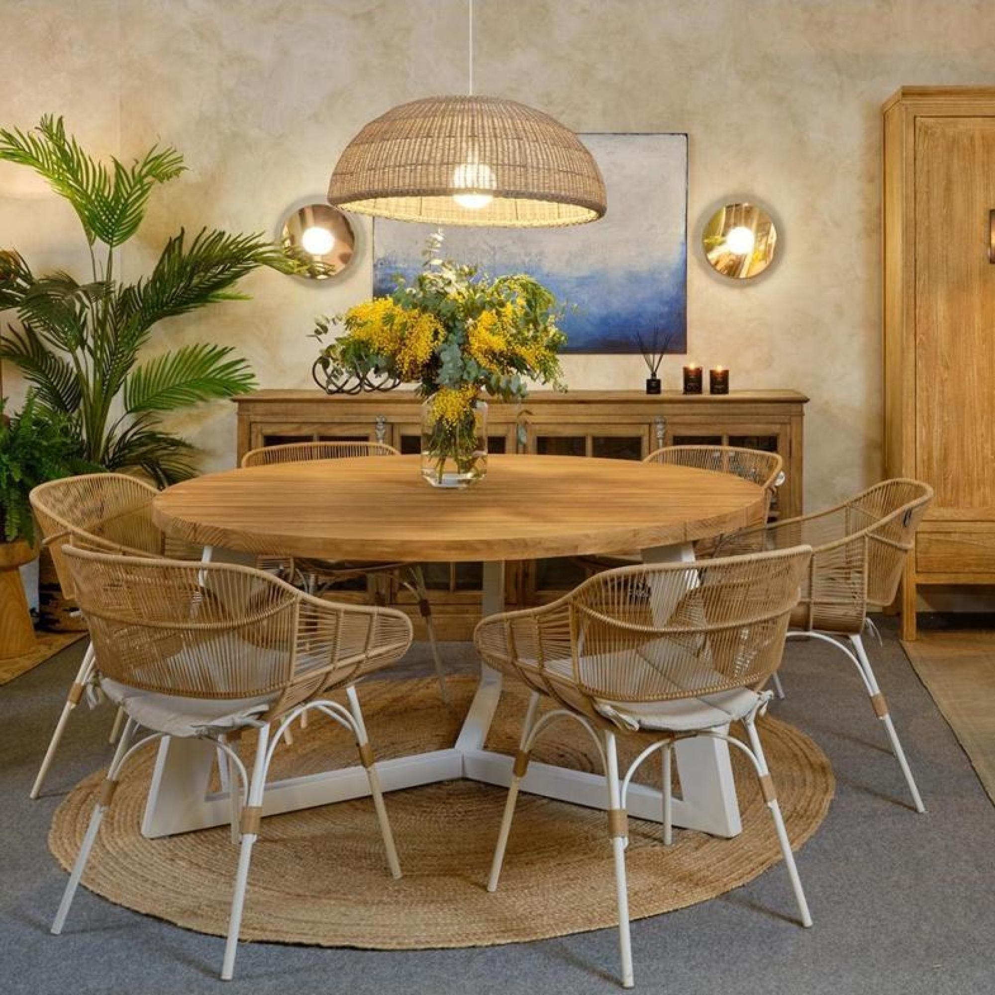 Product photograph of Crisal Decoracion Stone Synthetic Rattan Round Screen - 70cm from Choice Furniture Superstore.