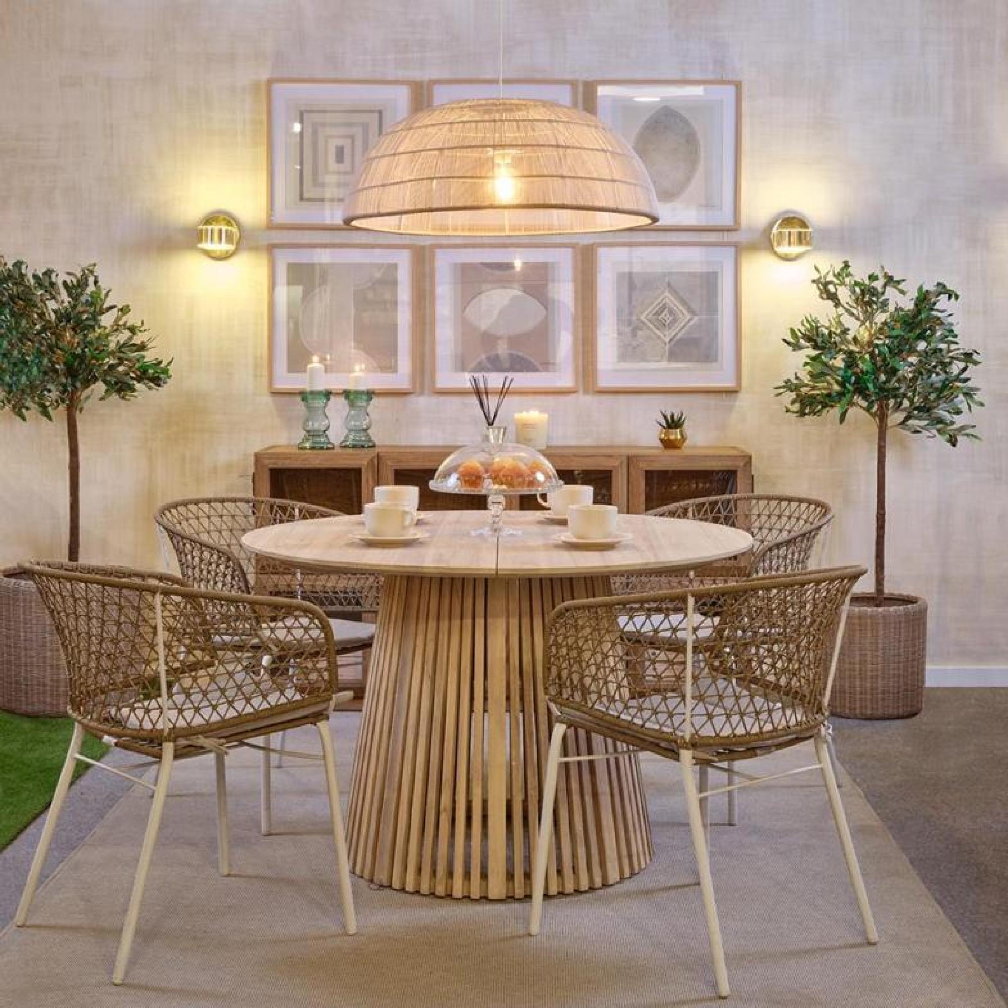 Product photograph of Crisal Decoracion Stone Synthetic Rattan Round Screen - 70cm from Choice Furniture Superstore.