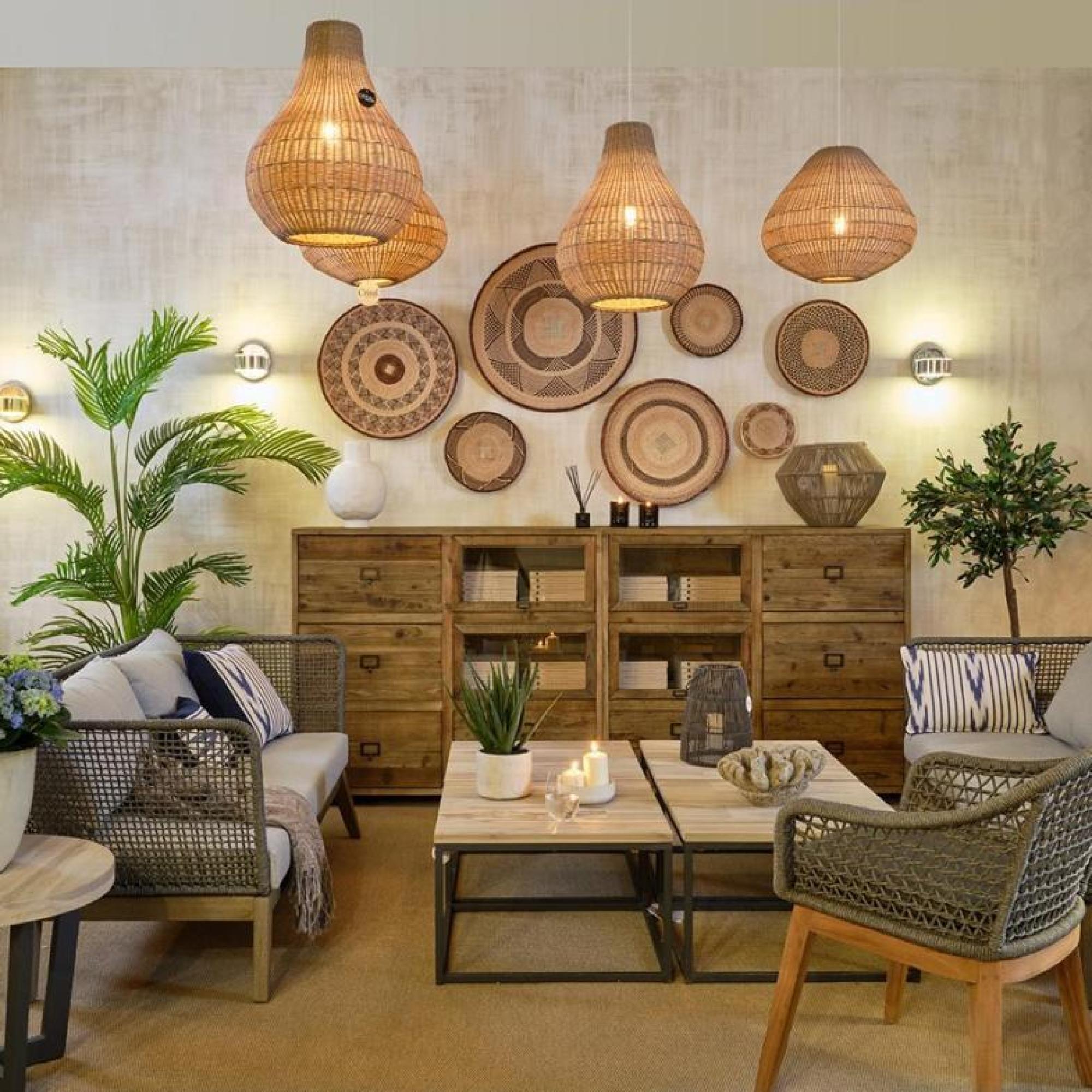 Product photograph of Crisal Decoracion Light Linen Round Outdoor Lampshade from Choice Furniture Superstore.