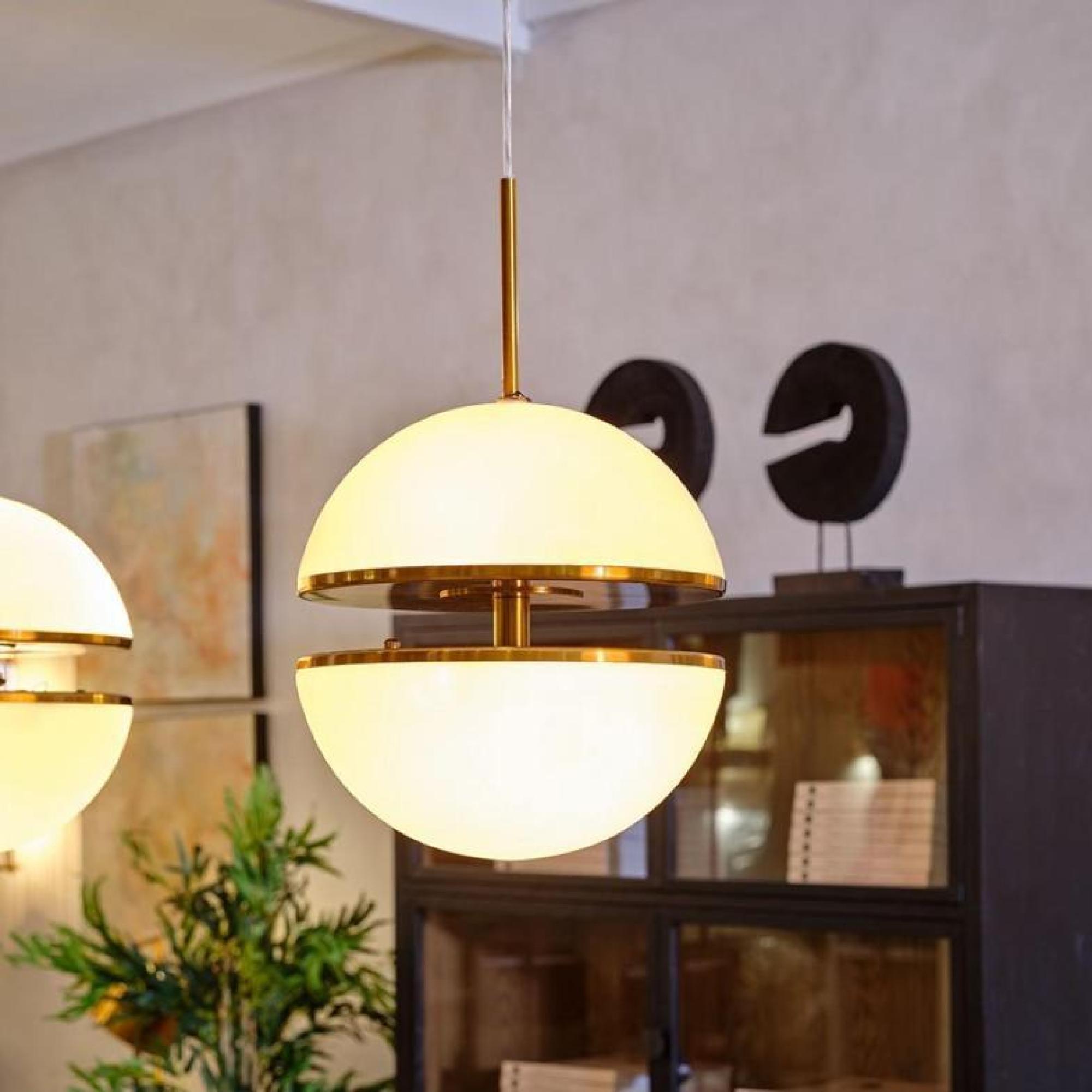 Product photograph of Crisal Decoracion Gold Metal Round Pendant Lamp from Choice Furniture Superstore.