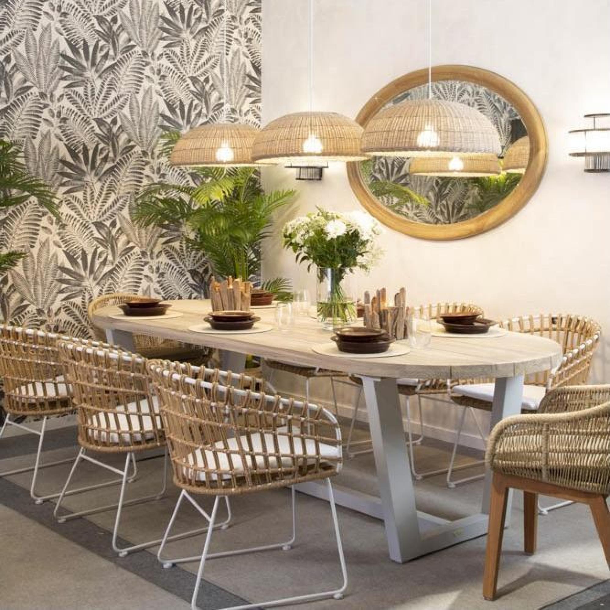 Product photograph of Crisal Decoracion Natural Synthetic Rattan Round Lampshade from Choice Furniture Superstore.