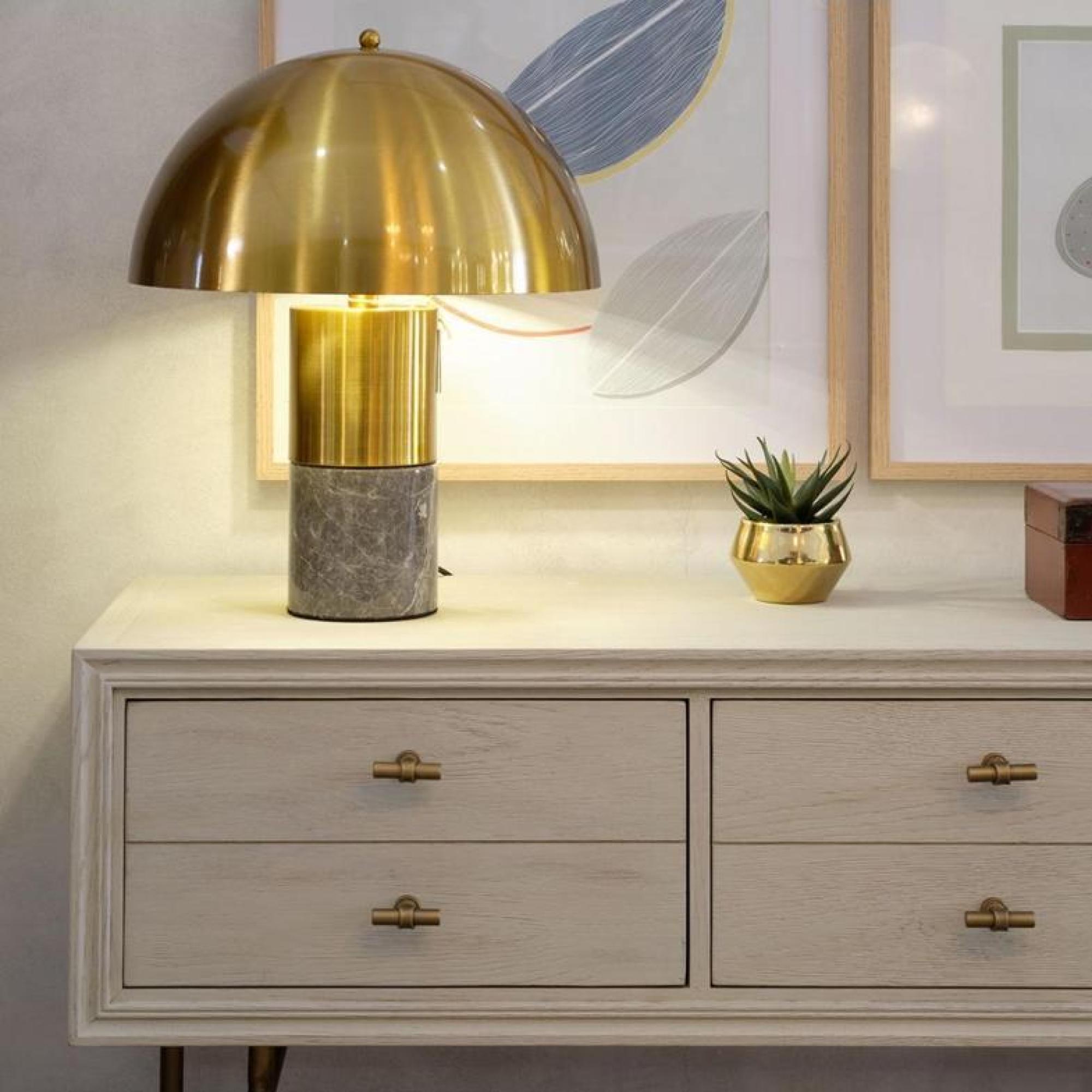 Product photograph of Crisal Decoracion Gold Metal Marble Table Lamp from Choice Furniture Superstore.