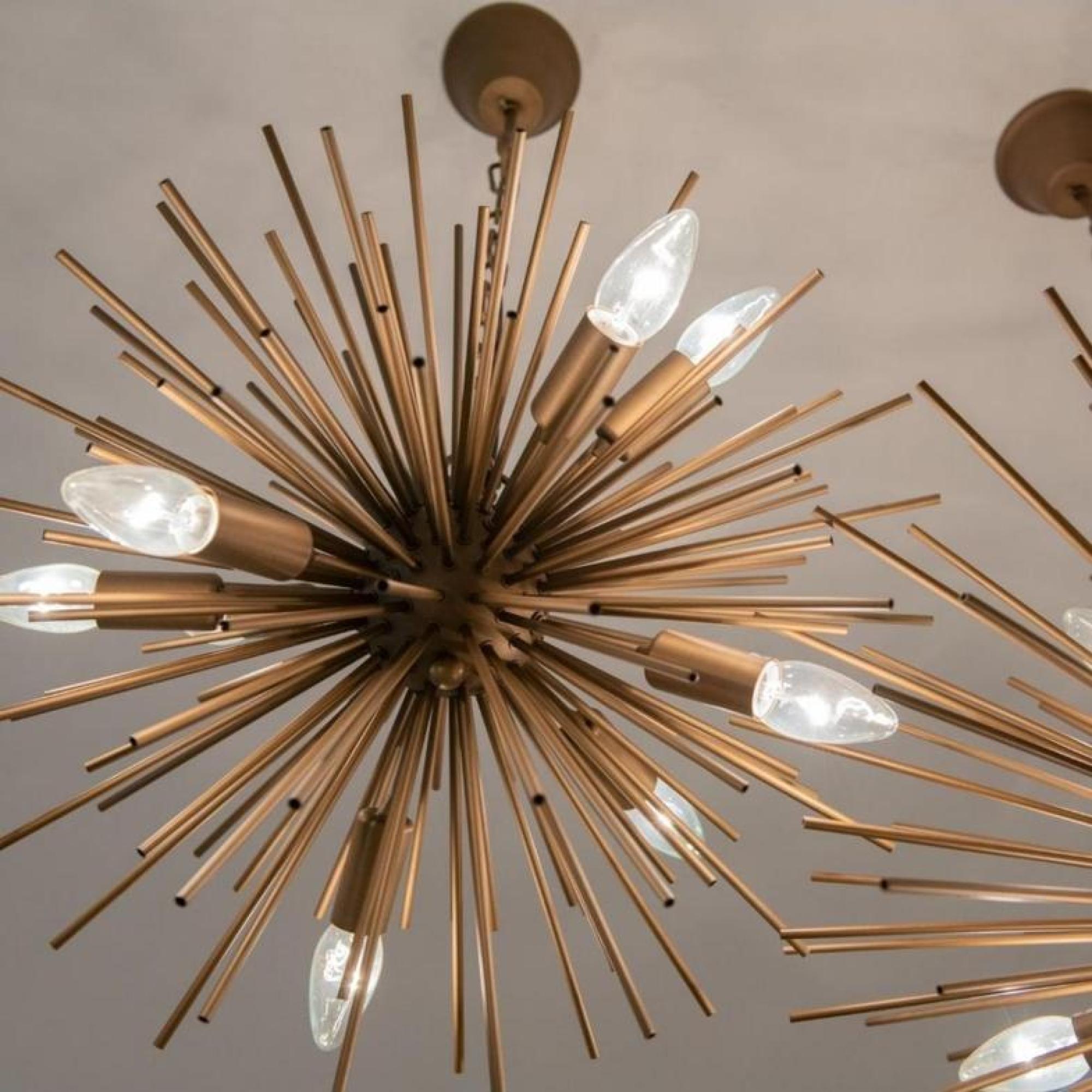 Product photograph of Aged Gold Metal Star Shaped 10 Light Bulbs Ceiling Lamp from Choice Furniture Superstore.