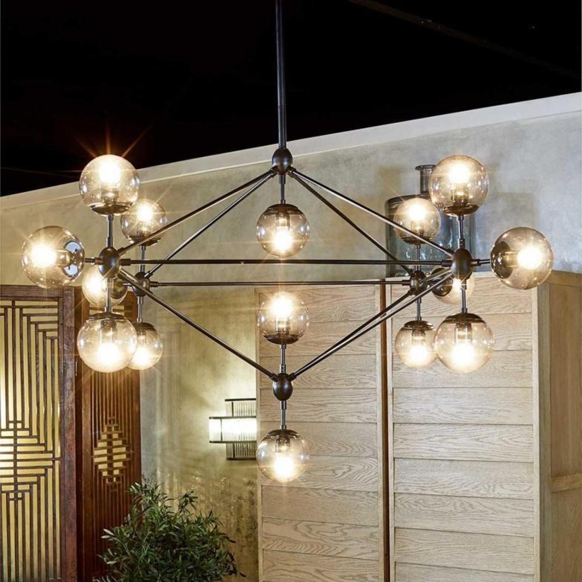 Product photograph of Black Metal 15 Light Bulbs Pendant Lamp from Choice Furniture Superstore.