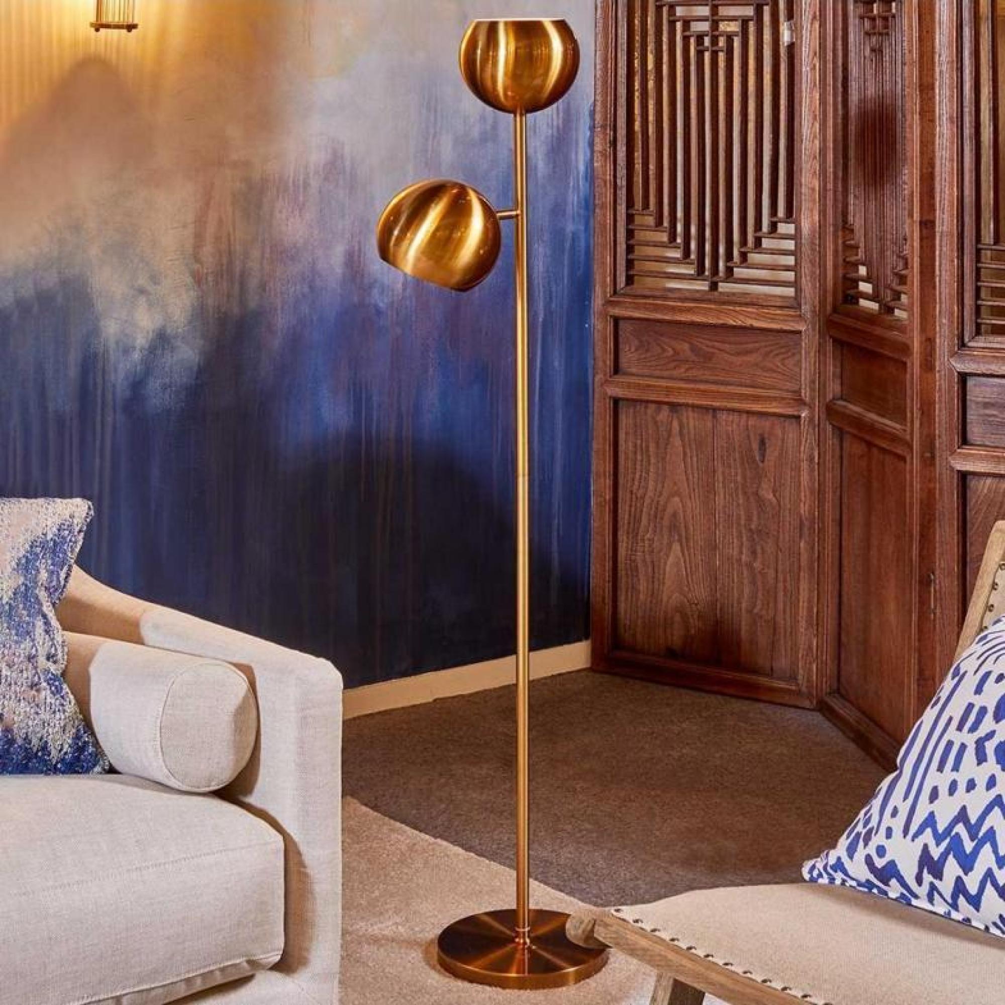 Product photograph of Aged Gold Metal 2 Bulbs Floor Lamp from Choice Furniture Superstore.