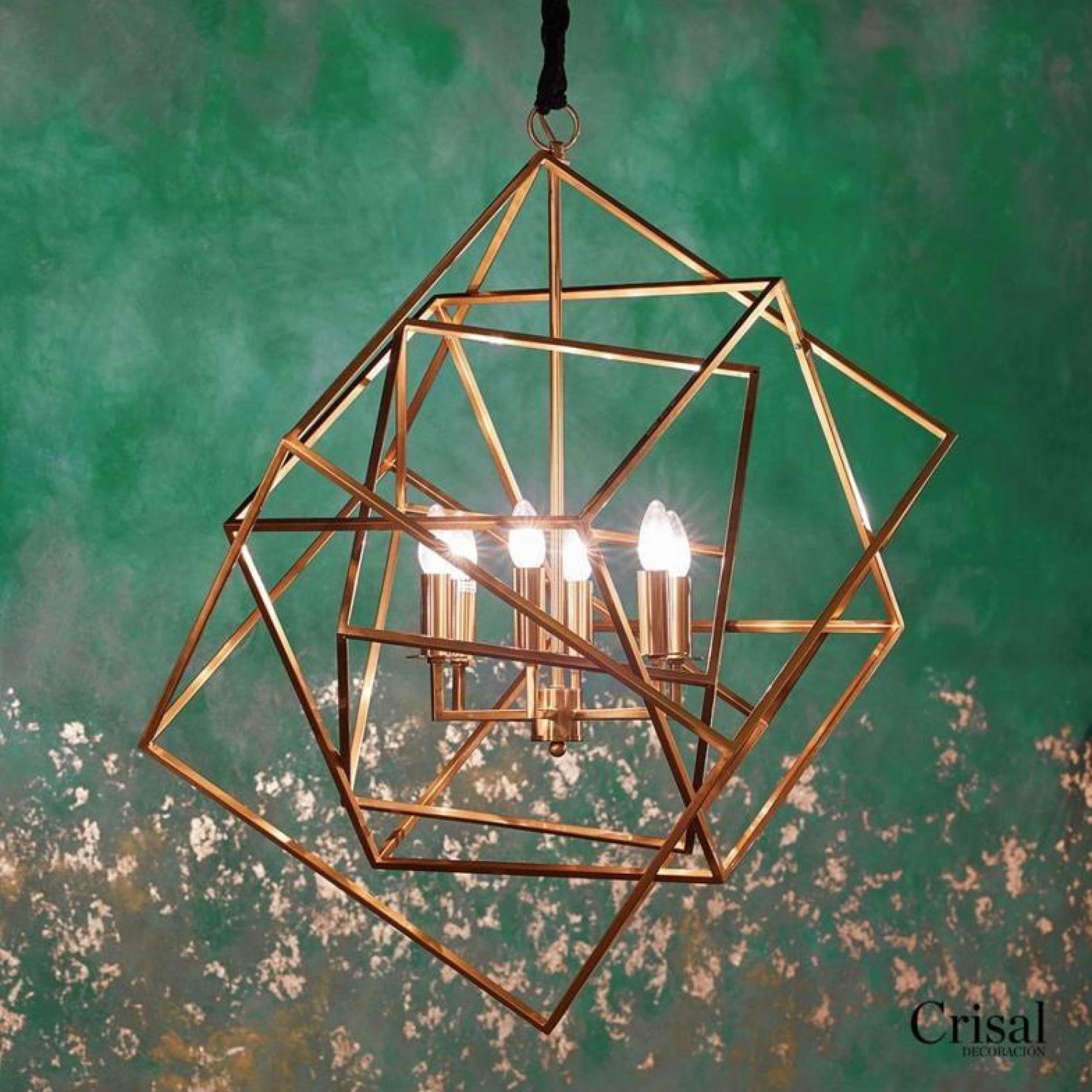 Product photograph of Crisal Decoracion Antique Gold Metal Cubes Lamp from Choice Furniture Superstore.