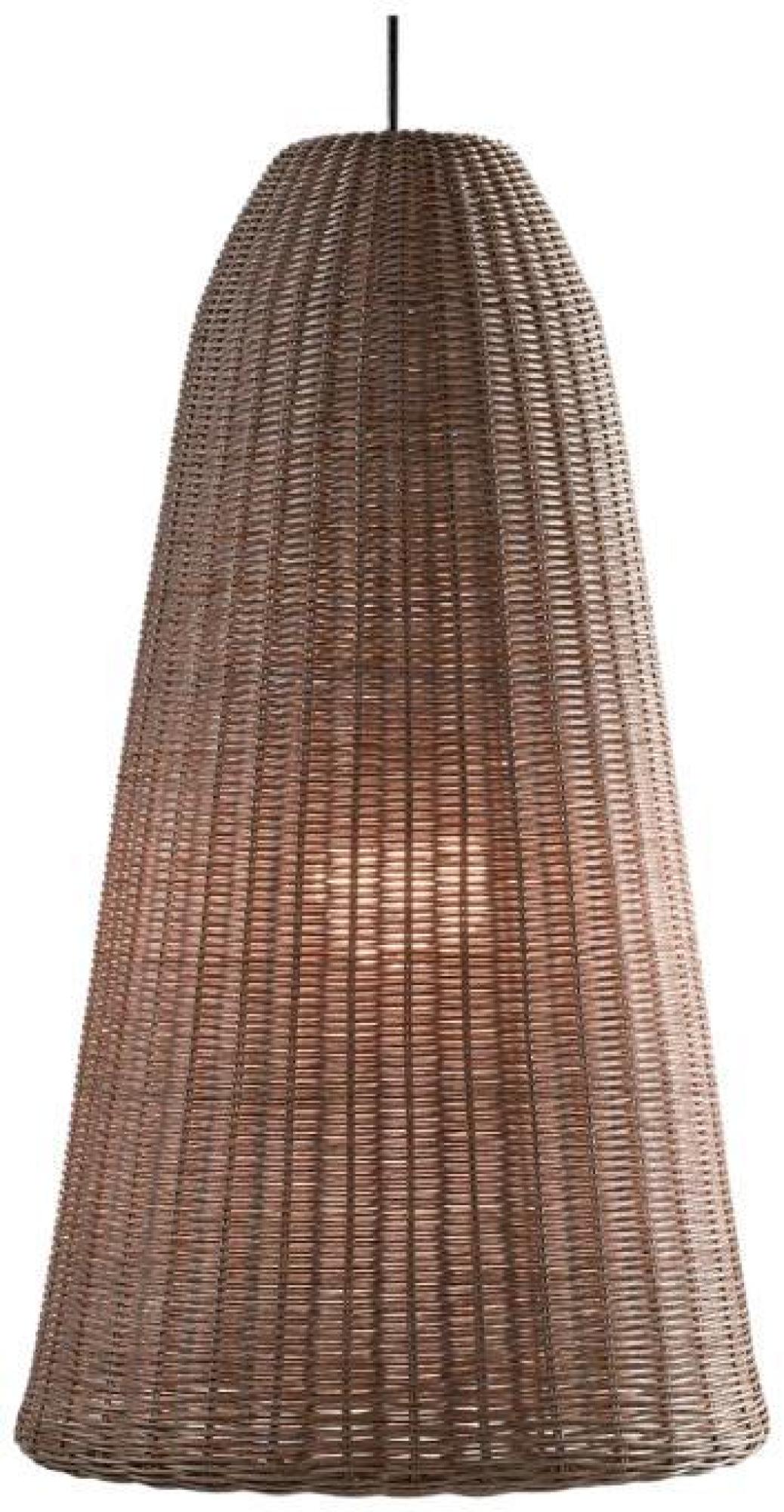 Product photograph of Linen Synthetic Rattan Vertical Elongated Lampshade from Choice Furniture Superstore.