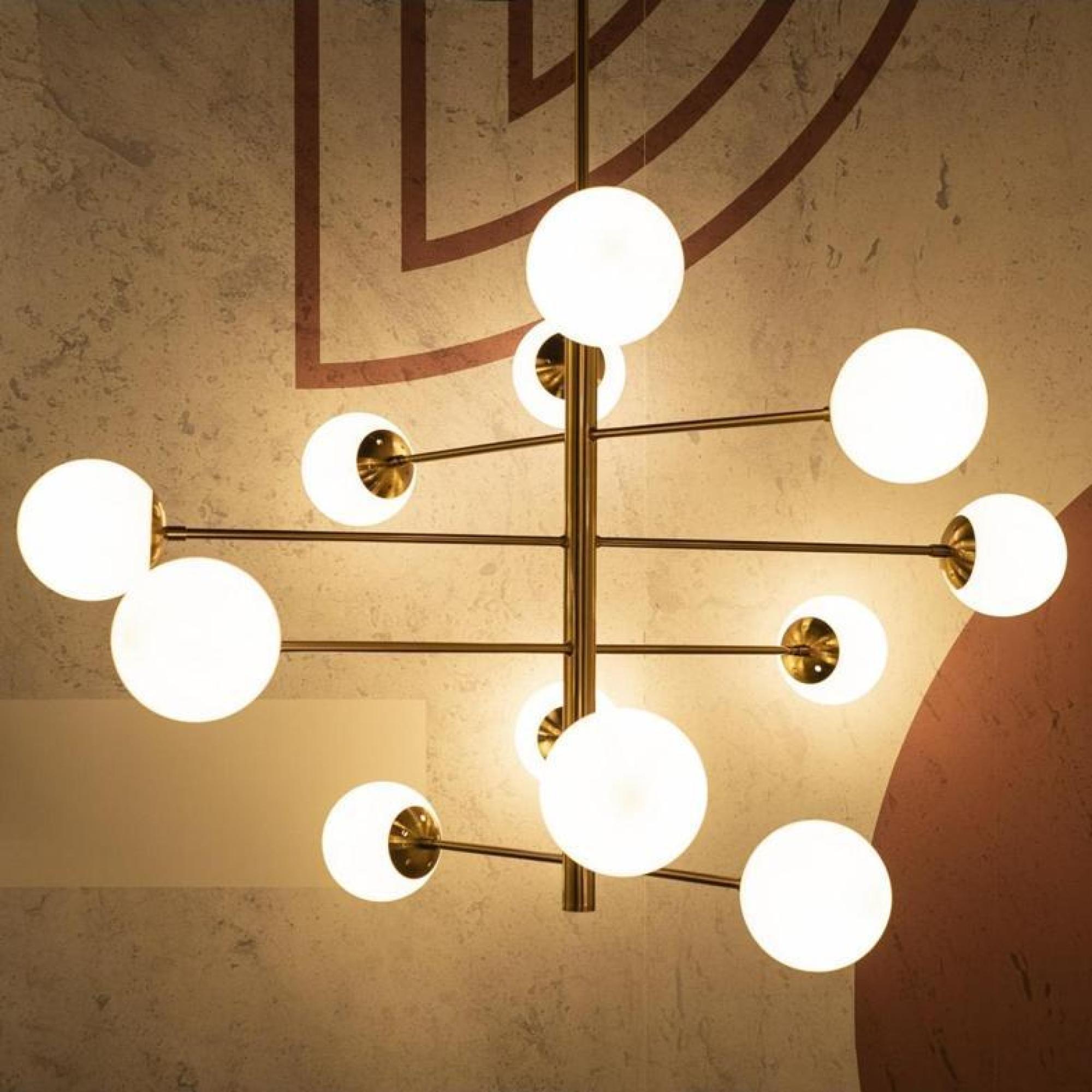 Product photograph of Gold Metal 12 Light Bulbs Pendant Lamp from Choice Furniture Superstore.