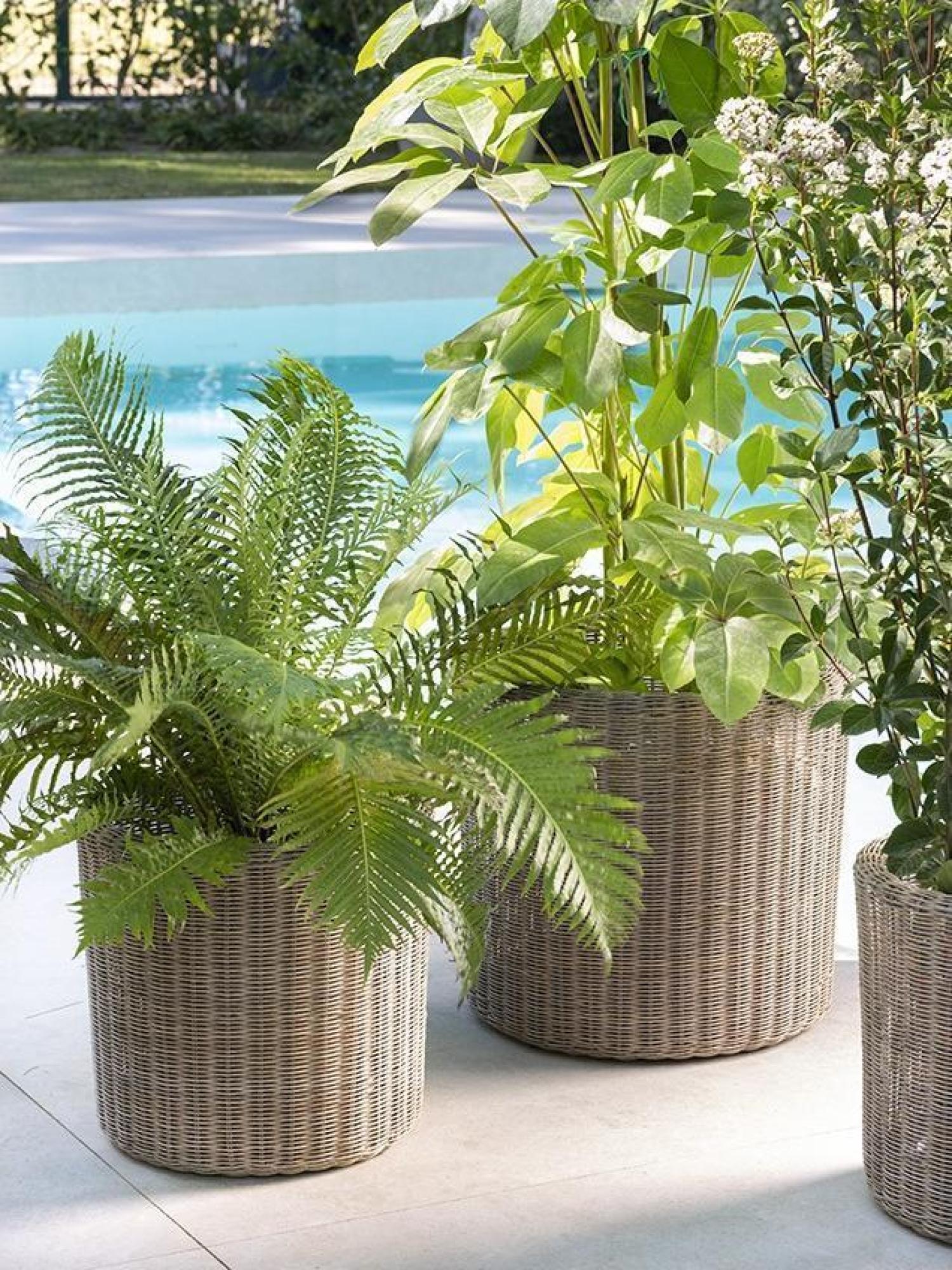 Product photograph of Natural Synthetic Rattan Planter Set from Choice Furniture Superstore.