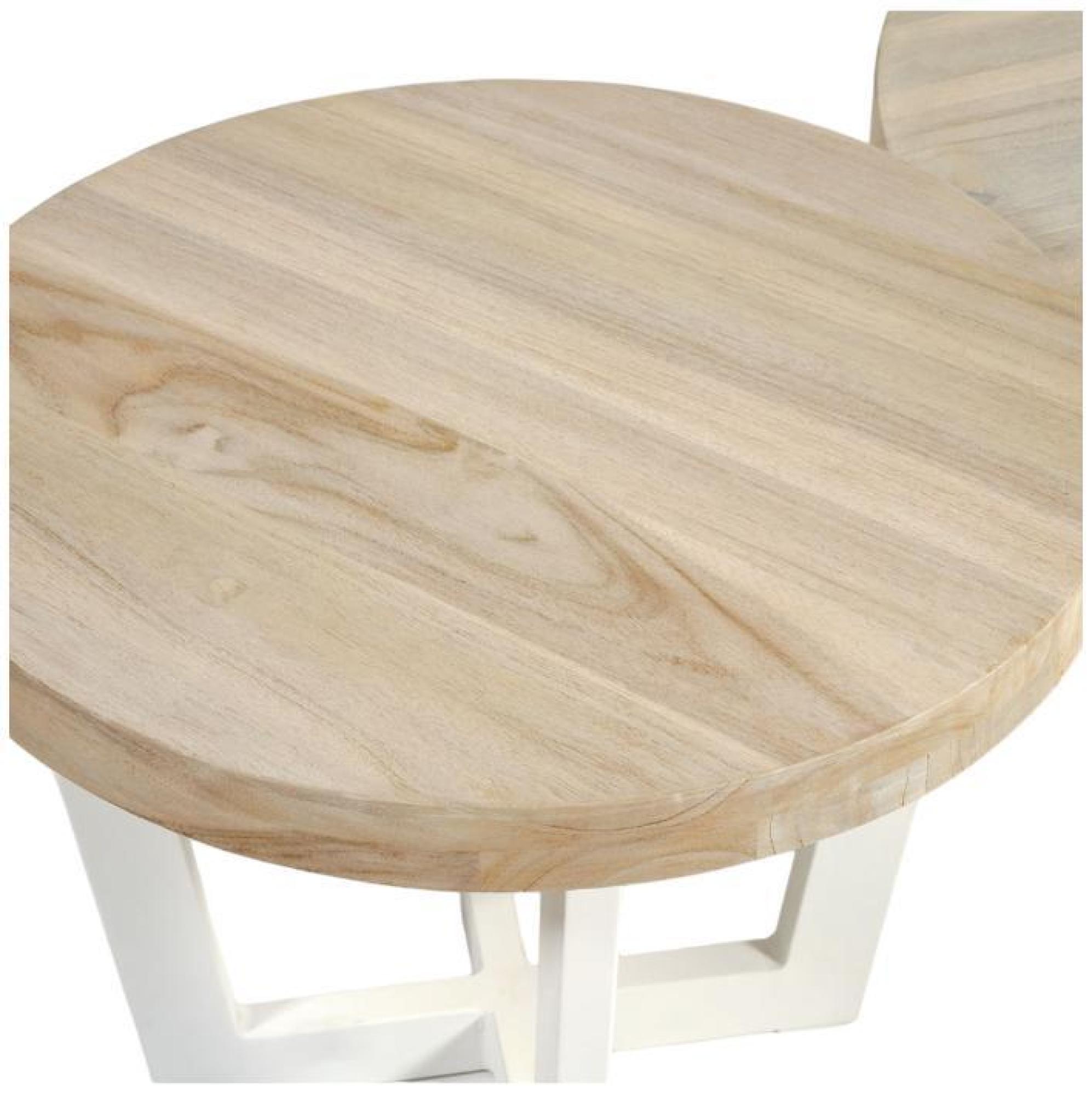 Product photograph of Bleached Aged Teak Wood Round Side Table from Choice Furniture Superstore.