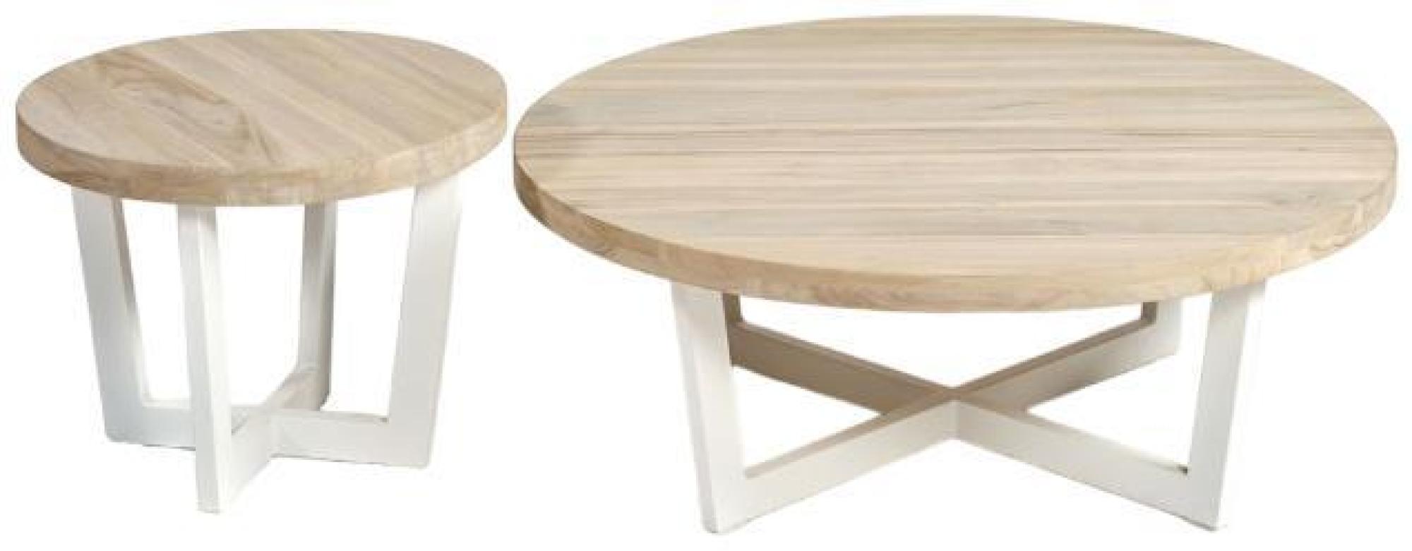 Product photograph of Bleached Aged Teak Wood Round Side Table from Choice Furniture Superstore.
