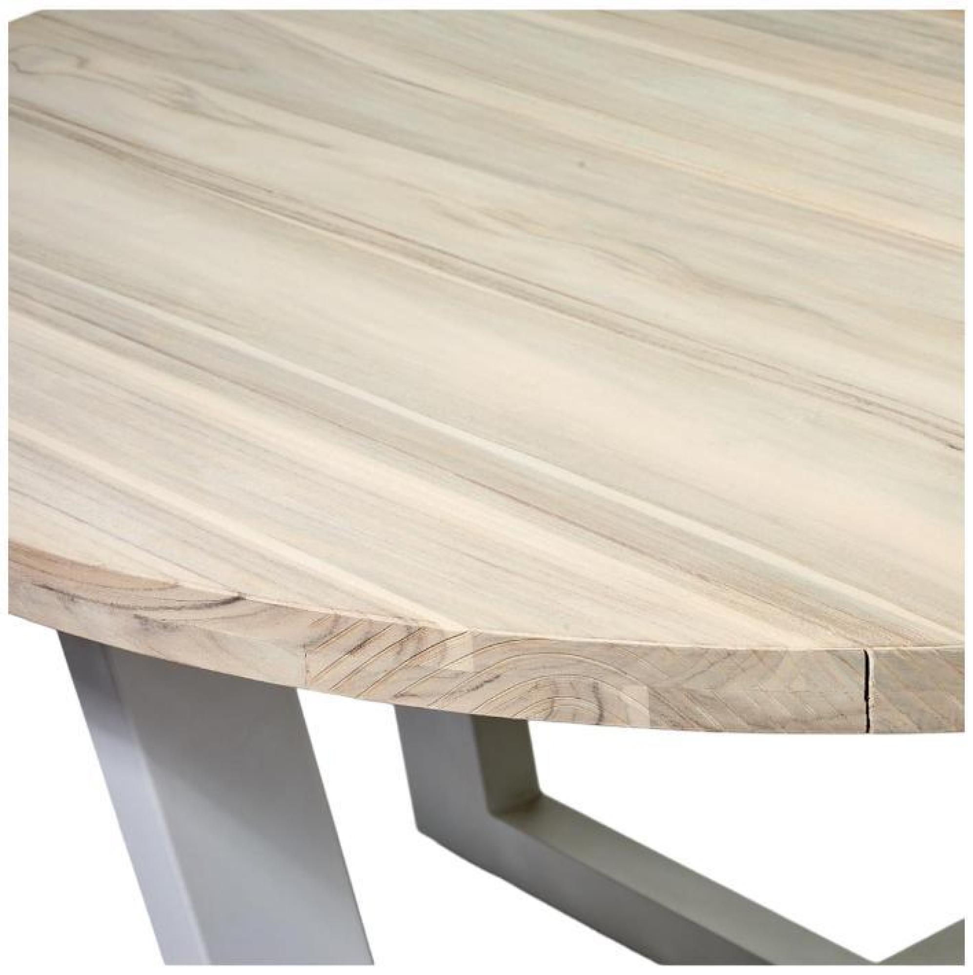 Product photograph of Ivory Round Outdoor Dining Table - 6 Seater from Choice Furniture Superstore.