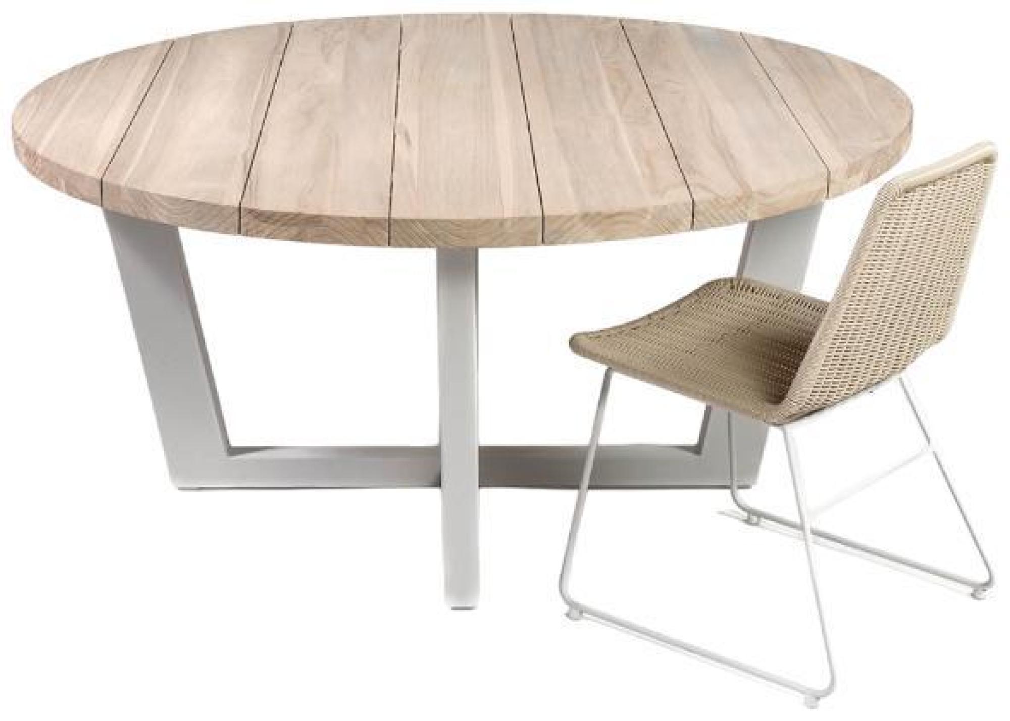 Product photograph of Ivory Round Outdoor Dining Table - 6 Seater from Choice Furniture Superstore.