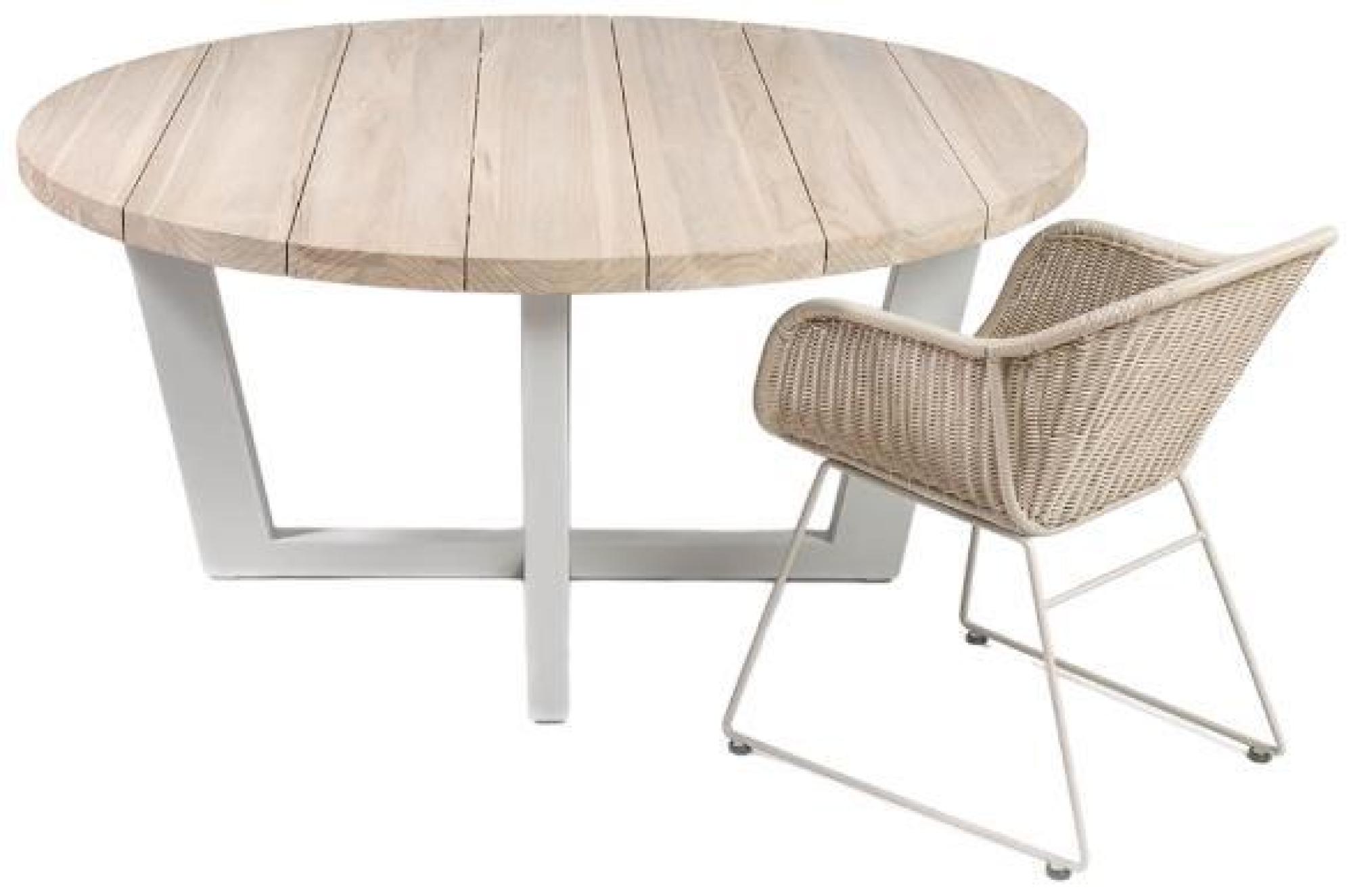 Product photograph of Ivory Round Outdoor Dining Table - 6 Seater from Choice Furniture Superstore.