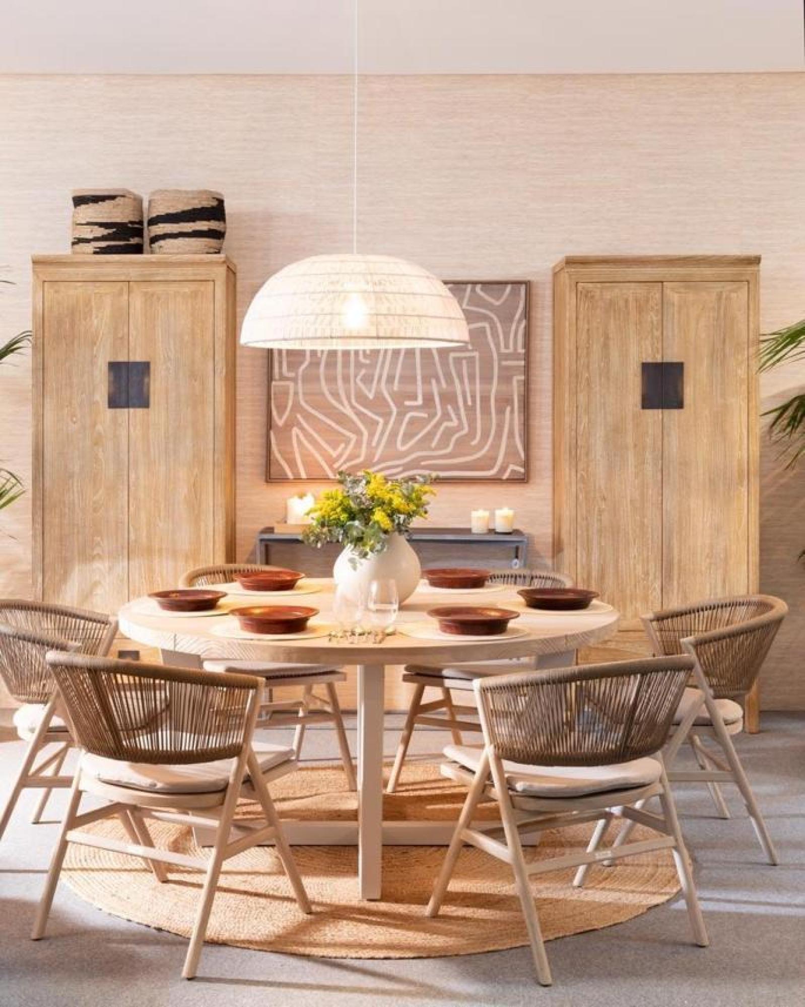 Product photograph of Crisal Decoracion Ivory Round Outdoor Dining Table - 6 Seater from Choice Furniture Superstore.