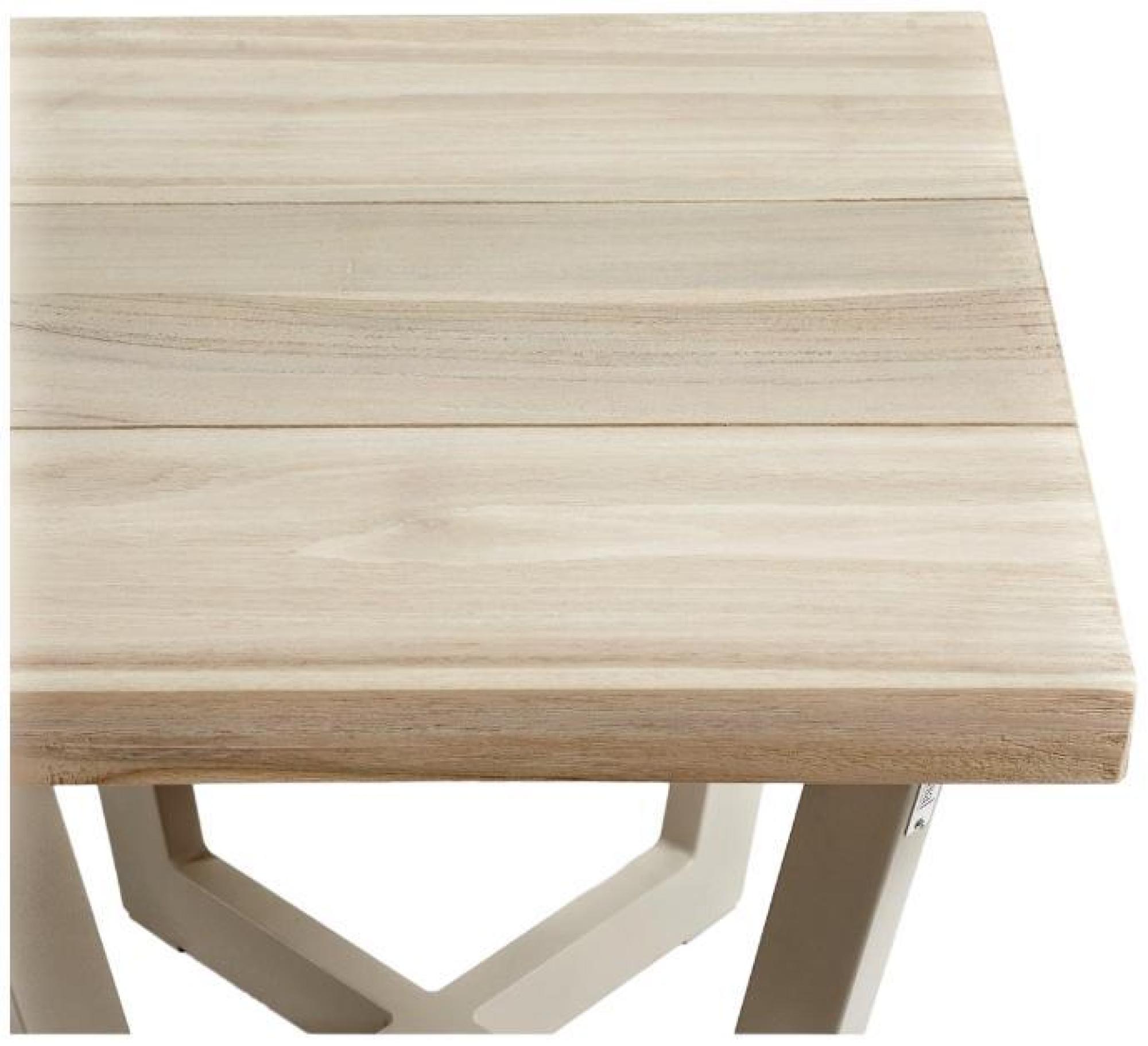 Product photograph of Ivory Teak Wood Square Side Table from Choice Furniture Superstore.