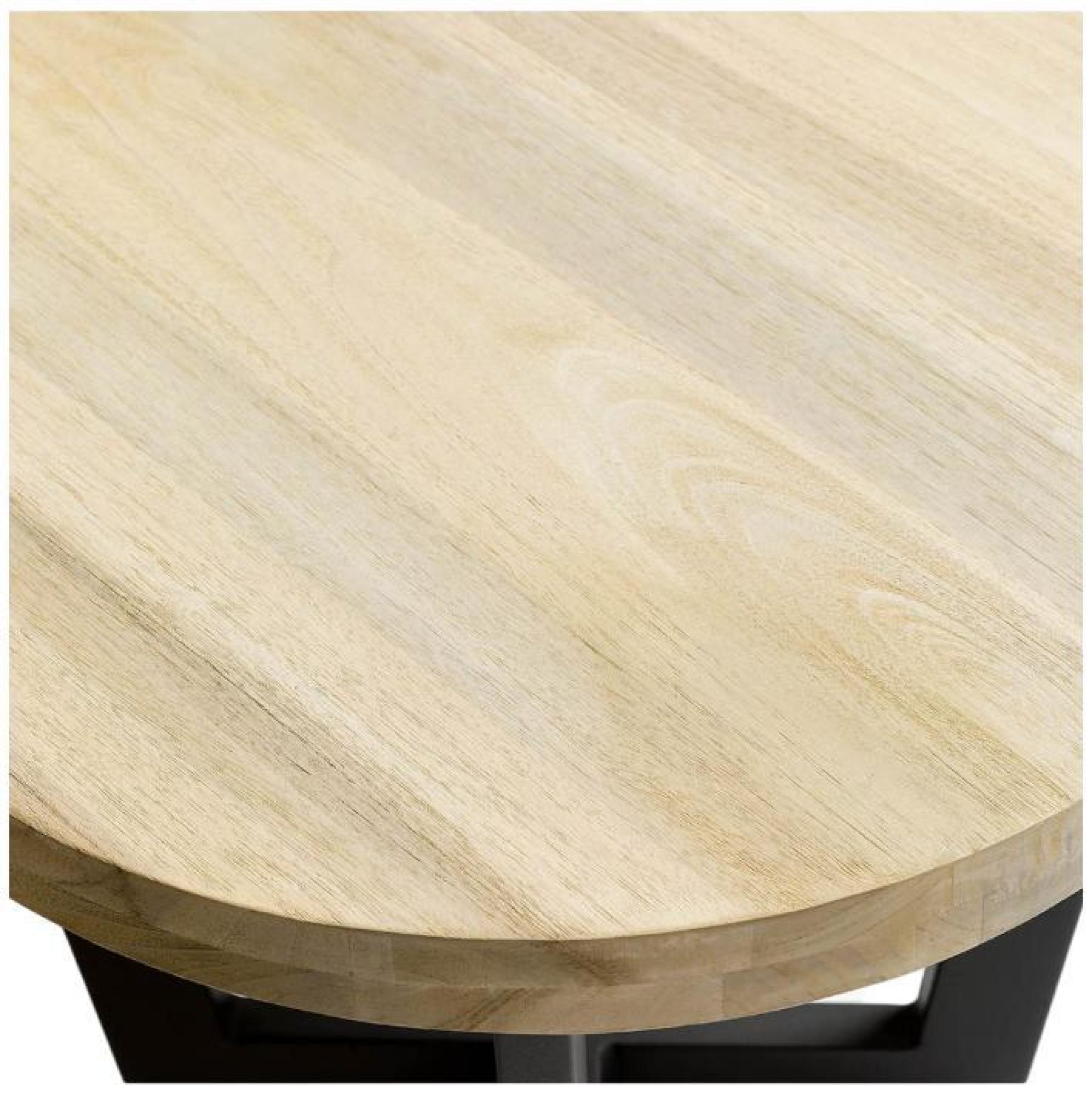 Product photograph of Ivory Teak Wood Round Side Table from Choice Furniture Superstore.