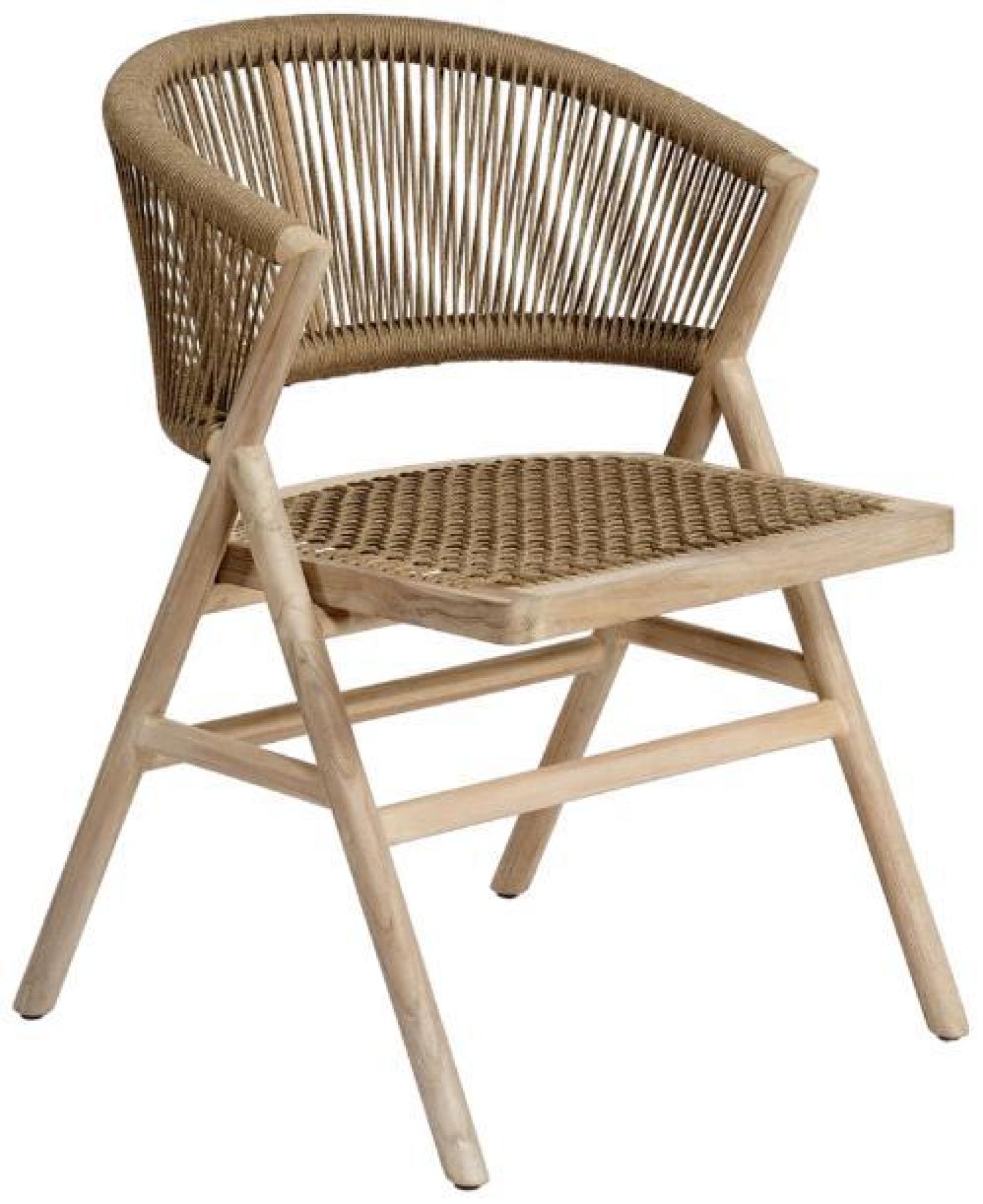 Product photograph of Bleached Teak Rope Outdoor Chair Sold In Pairs from Choice Furniture Superstore.