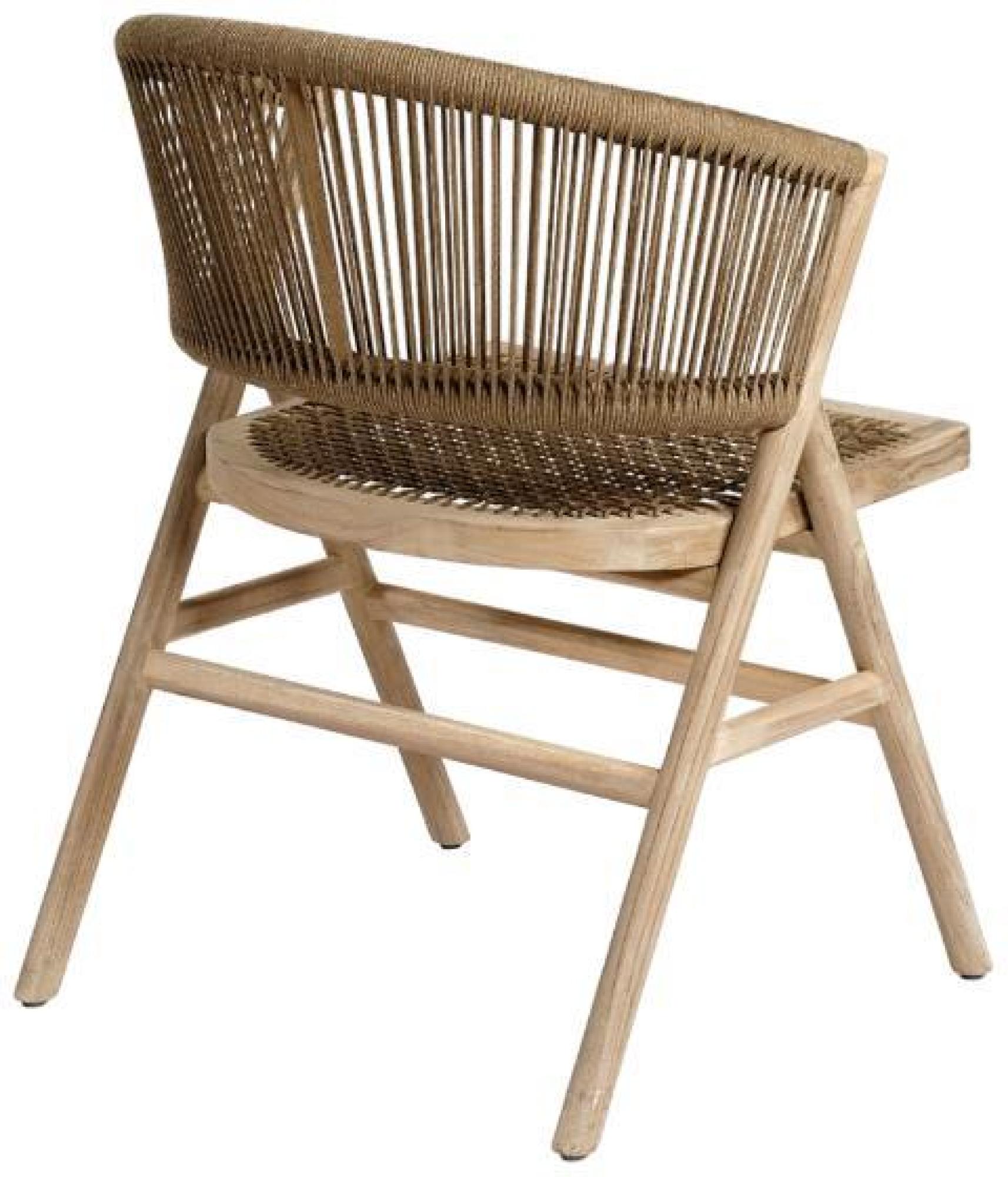 Product photograph of Bleached Teak Rope Outdoor Chair Sold In Pairs from Choice Furniture Superstore.