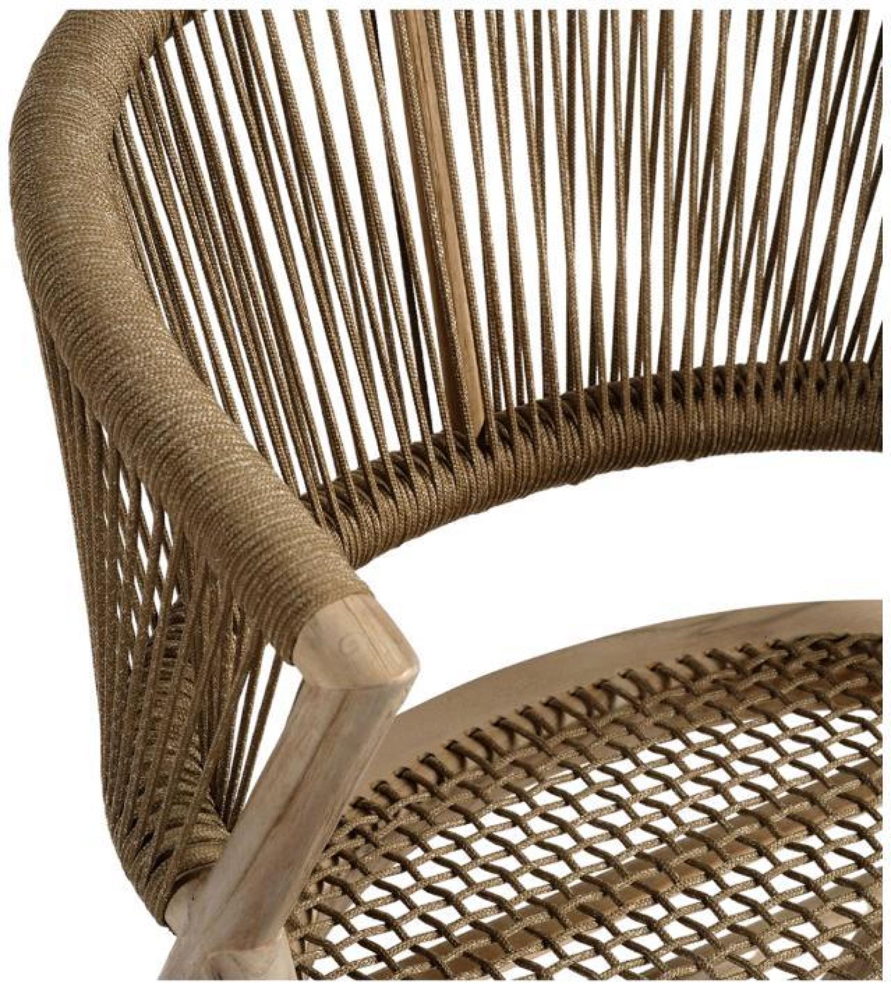 Product photograph of 2 X Crisal Decoracion Bleached Teak Rope Outdoor Chair from Choice Furniture Superstore.