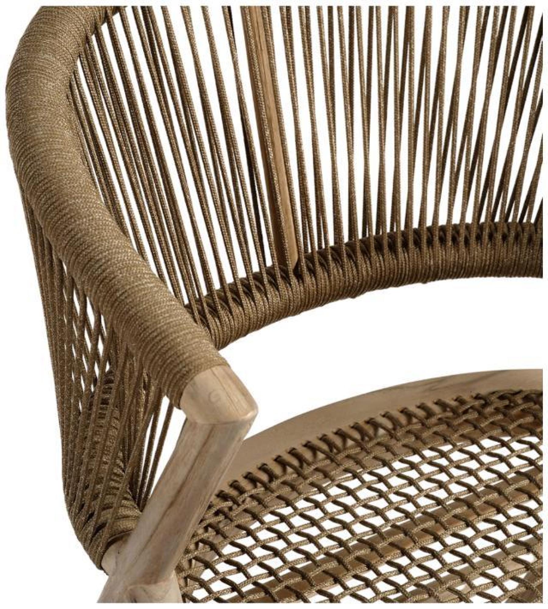 Product photograph of Bleached Teak Rope Outdoor Chair Sold In Pairs from Choice Furniture Superstore.